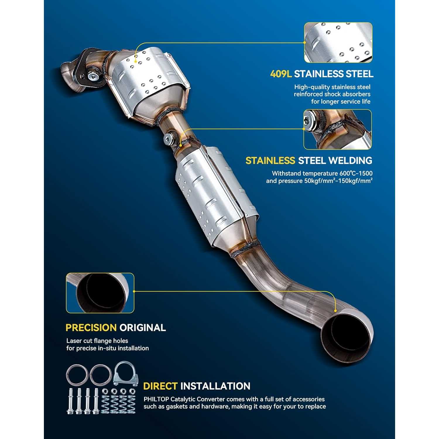 thumbnail image 2 of APM Front Left & Right Catalytic Converters For Ford Expedition 5.4L 2005-2006 2 of 6