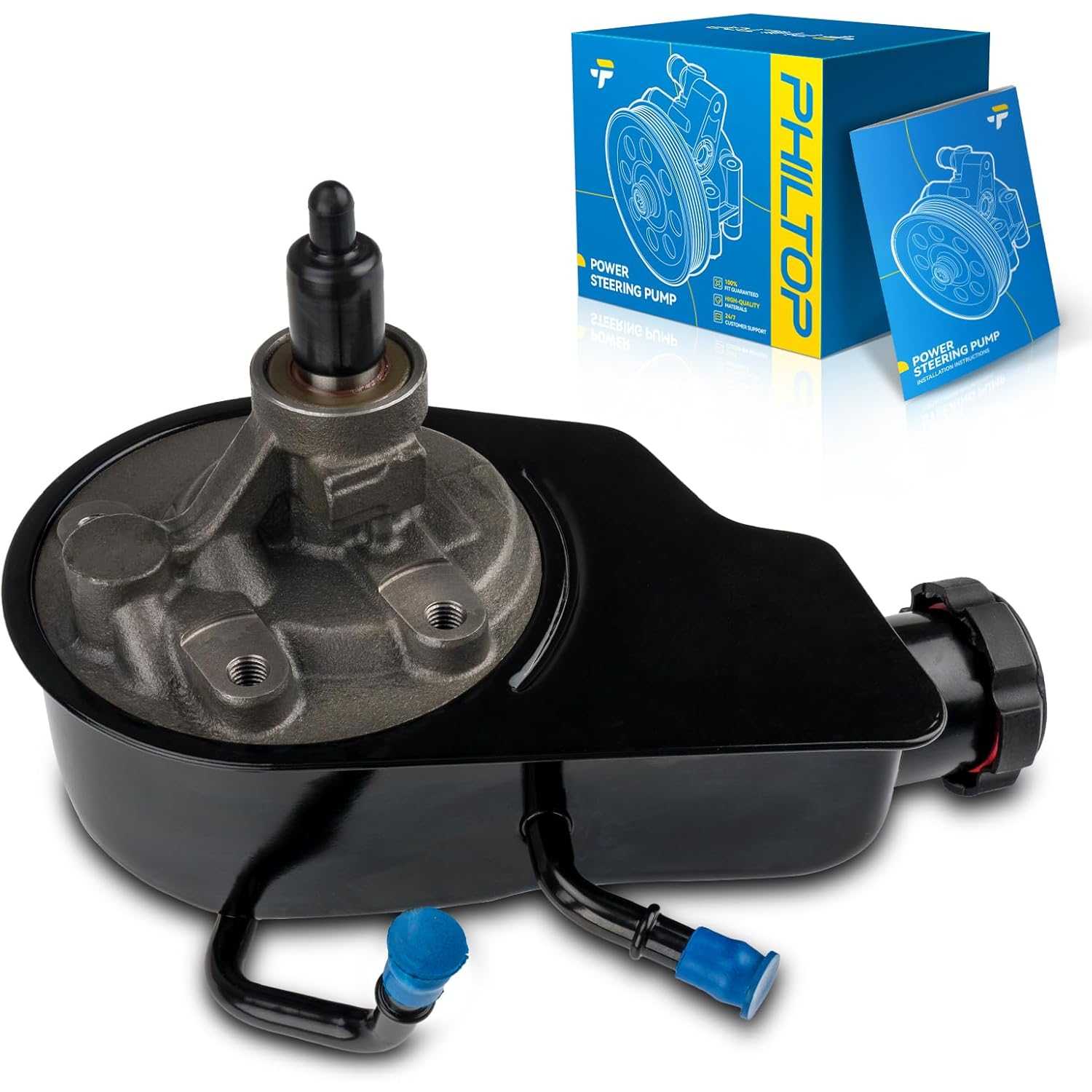 PHILTOP Power Steering Pump 96-8739 Compatible with Silverado, Sierra, H2, Avalanche, Suburban, C3500, K3500, Replace# 15076612,