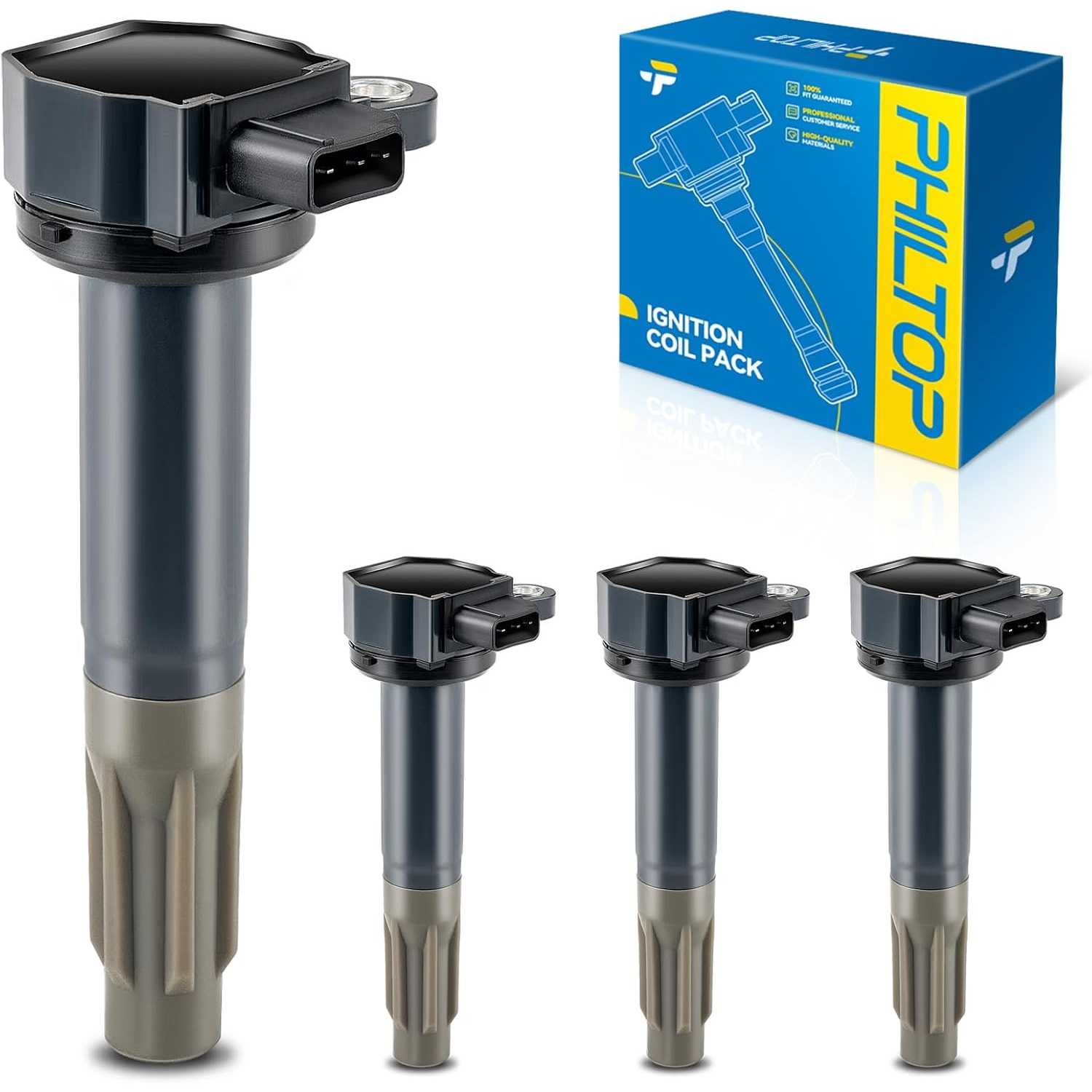 PHILTOP Ignition Coil Pack Set of 4 UF668 Compatible with Subaru Legacy 2010-2012 2.5L, Outback 2010-2012 2.5L