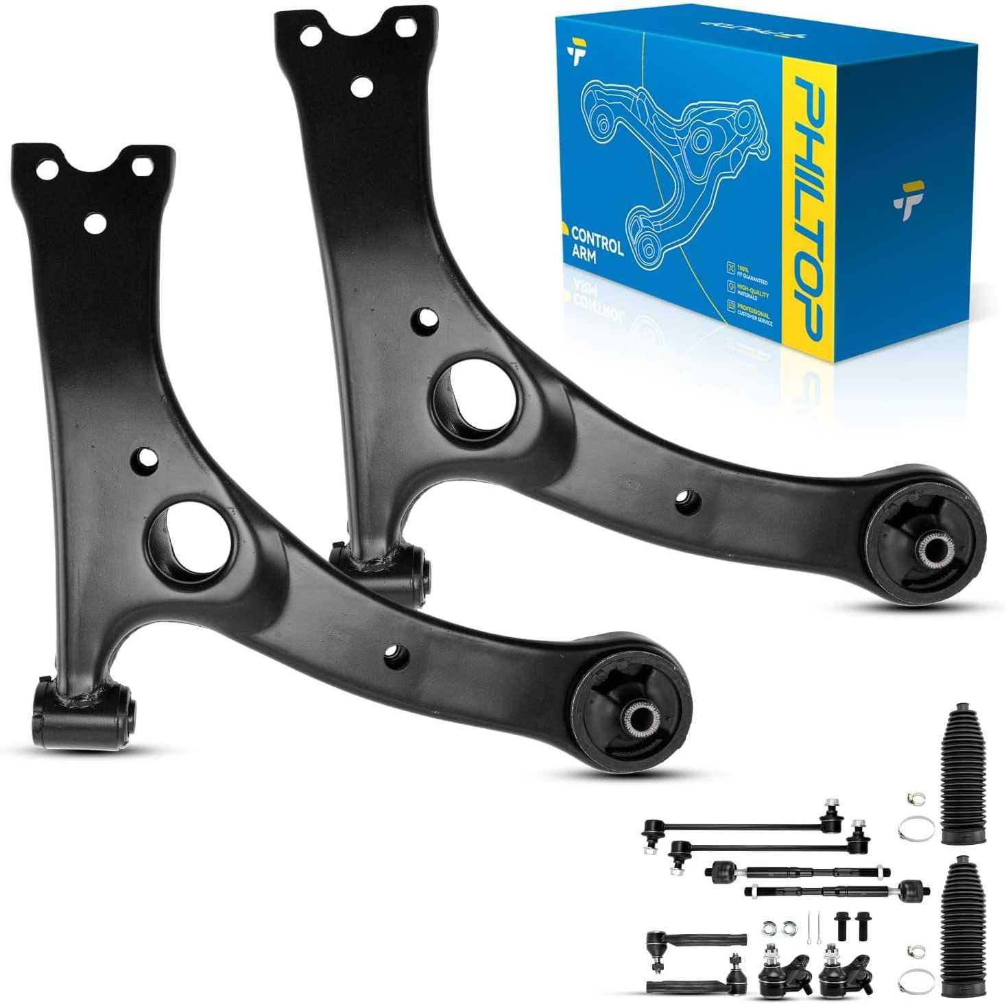 PHILTOP 12Pcs Suspension Kit Fit for Toyota Corolla 2003-2008,2 Lower Control Arms+2 Lower Ball Joints+2 Sway Bar Links+2 Inner