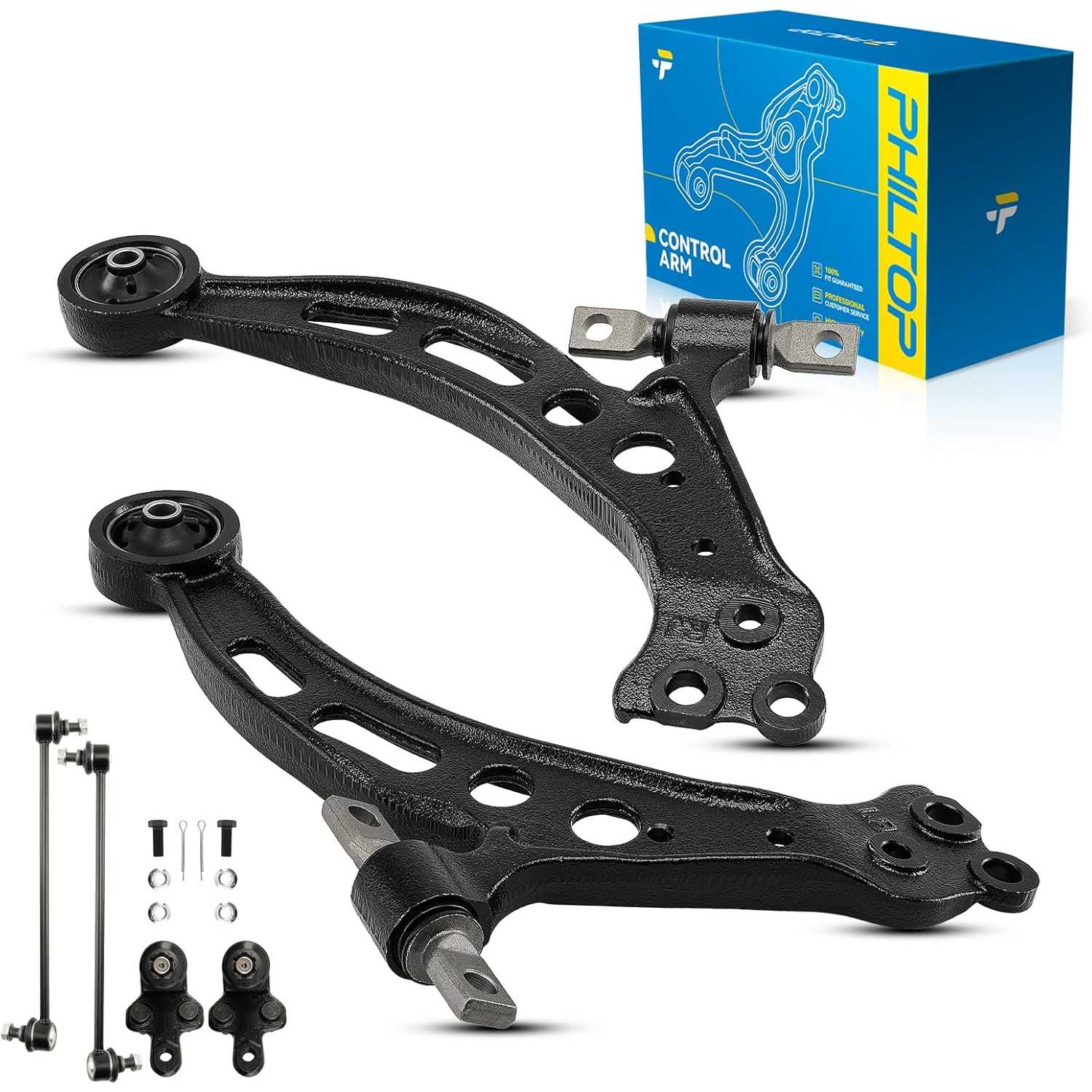 PHILTOP 6pcs Front Lower Control Arms Sway Bar Link for 1997-2001 ES300, 2001-2003 RX300, 1997-1998 Avalon, 1997-2001 Camry Susp
