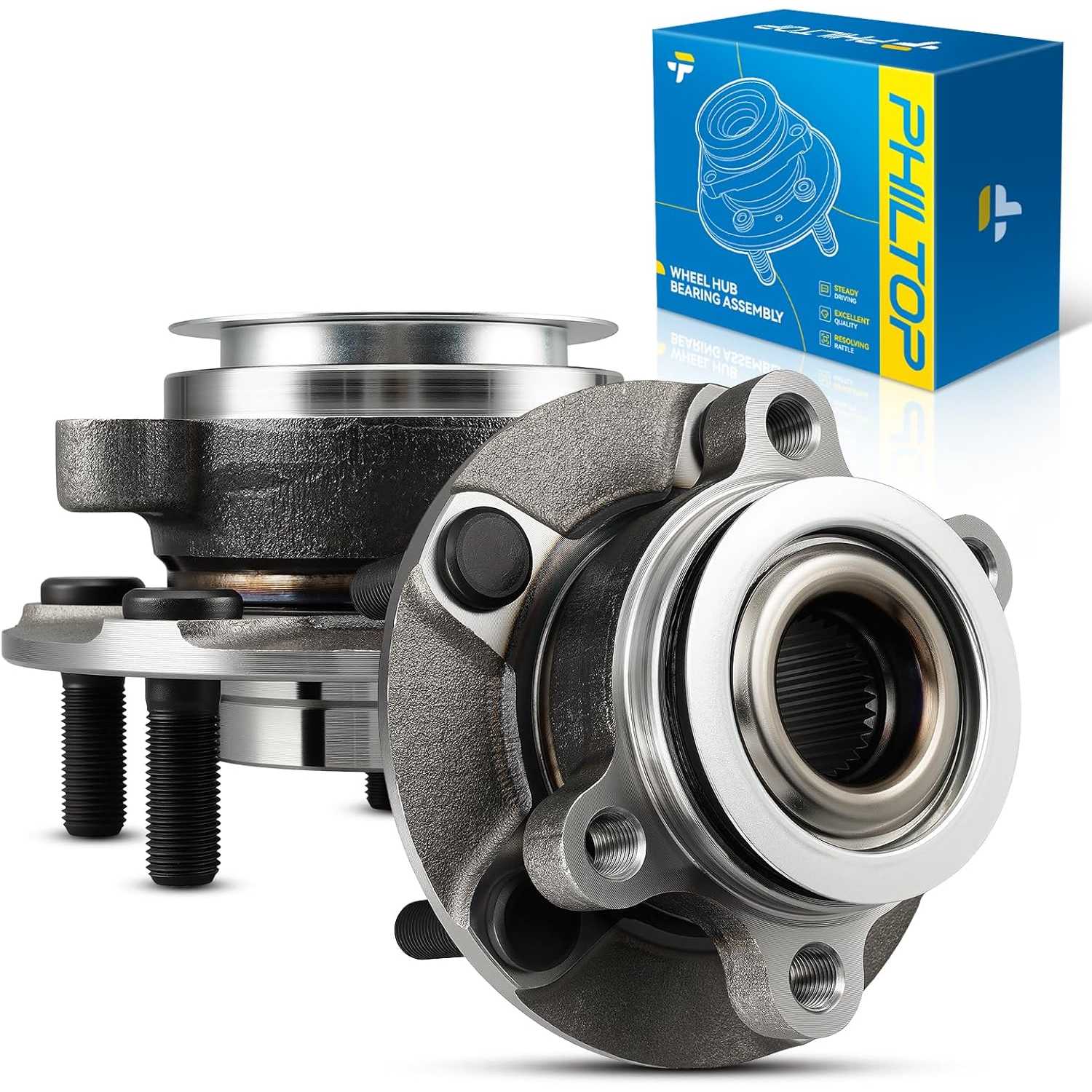 PHILTOP 513336 Front Wheel Bearing Fit for Nissan Juke 2011-2017, Nissan Leaf 2011-2012, 5 Lugs Wheel Hub Assembly