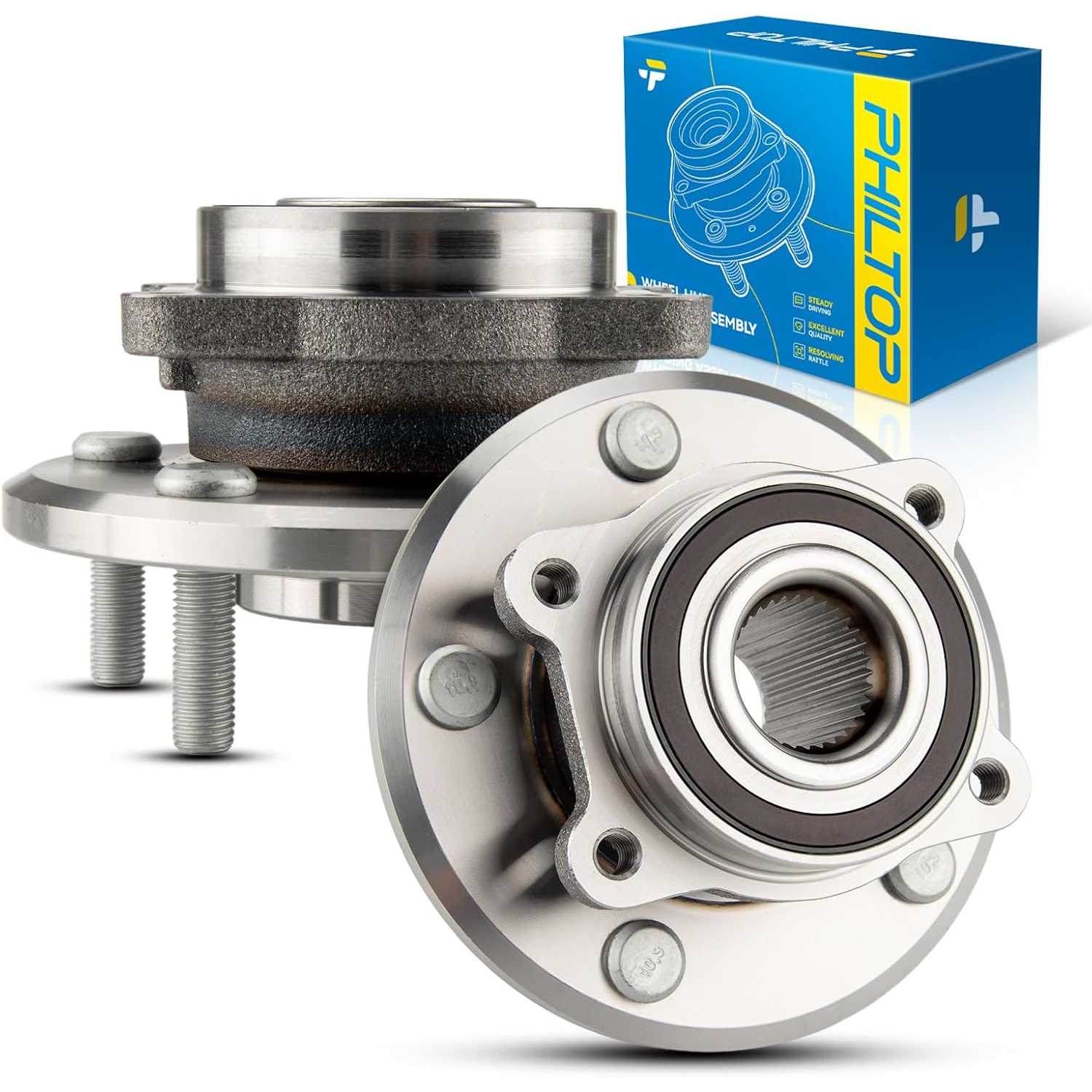 PHILTOP 513286 Pair Front Wheel Bearing and Hub Assembly for 2009-2020 Dodge Journey 5 Lugs