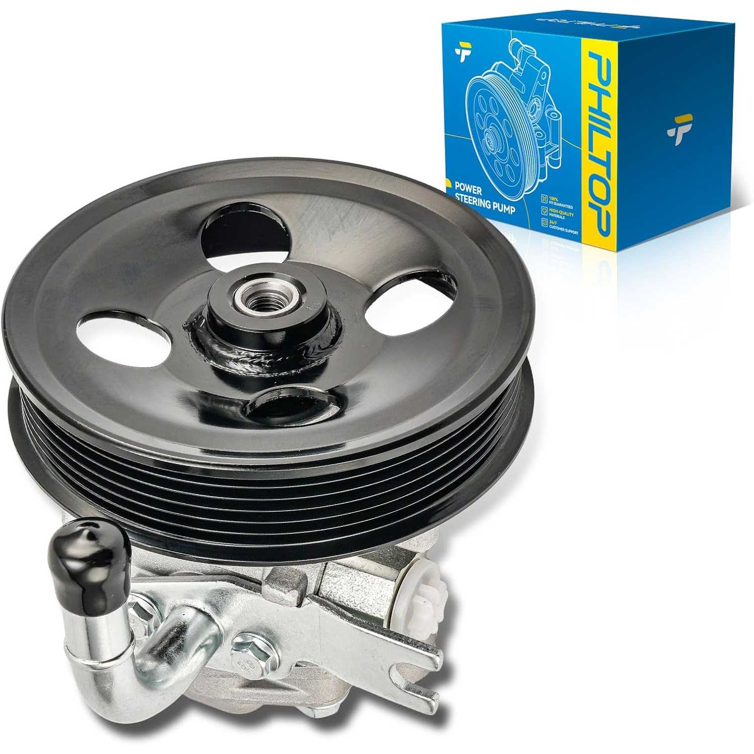 PHILTOP Power Steering Pump with Pulley, Compatible with 2006-2010 Sonata 2.4L, Replace # 13611, 965476, 571003K000, 571003K000,