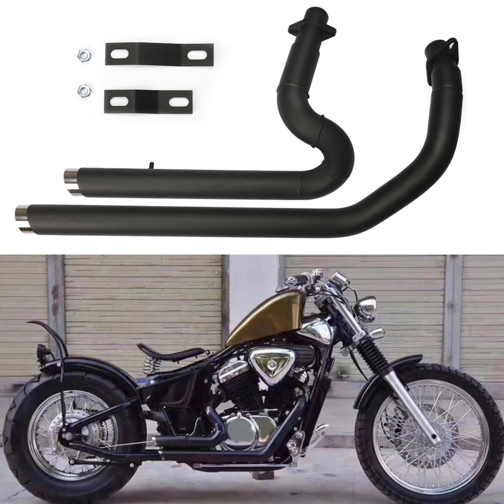 For Honda Steed Shadow VT600 VLX 600 Staggered Exhaust Pipe Silencer 1