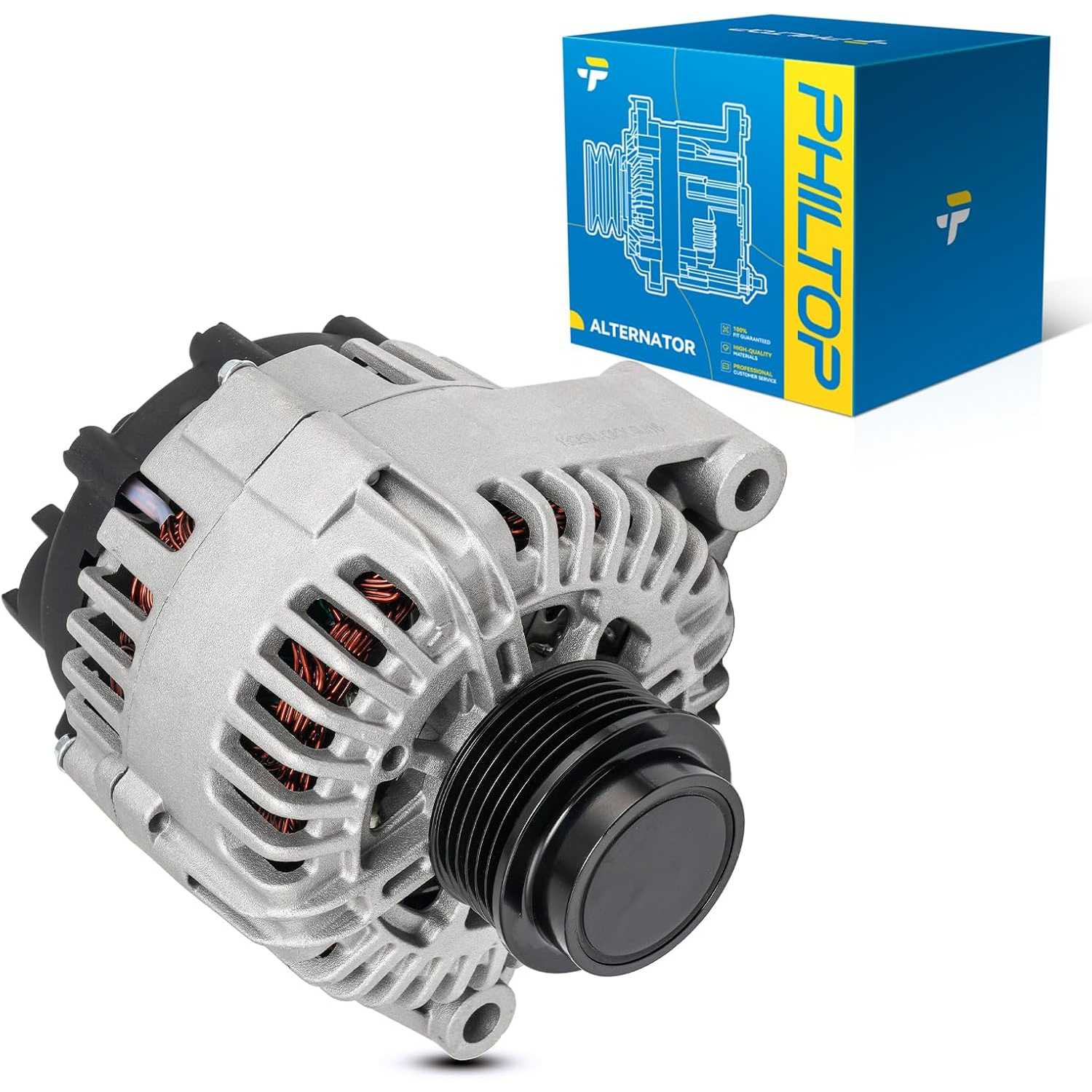 PHILTOP Alternator Compatible with Chevrolet 1997-2002 Corvette Manual;2003-2008 Corvette;2009-2013 Corvette Naturally Aspirated