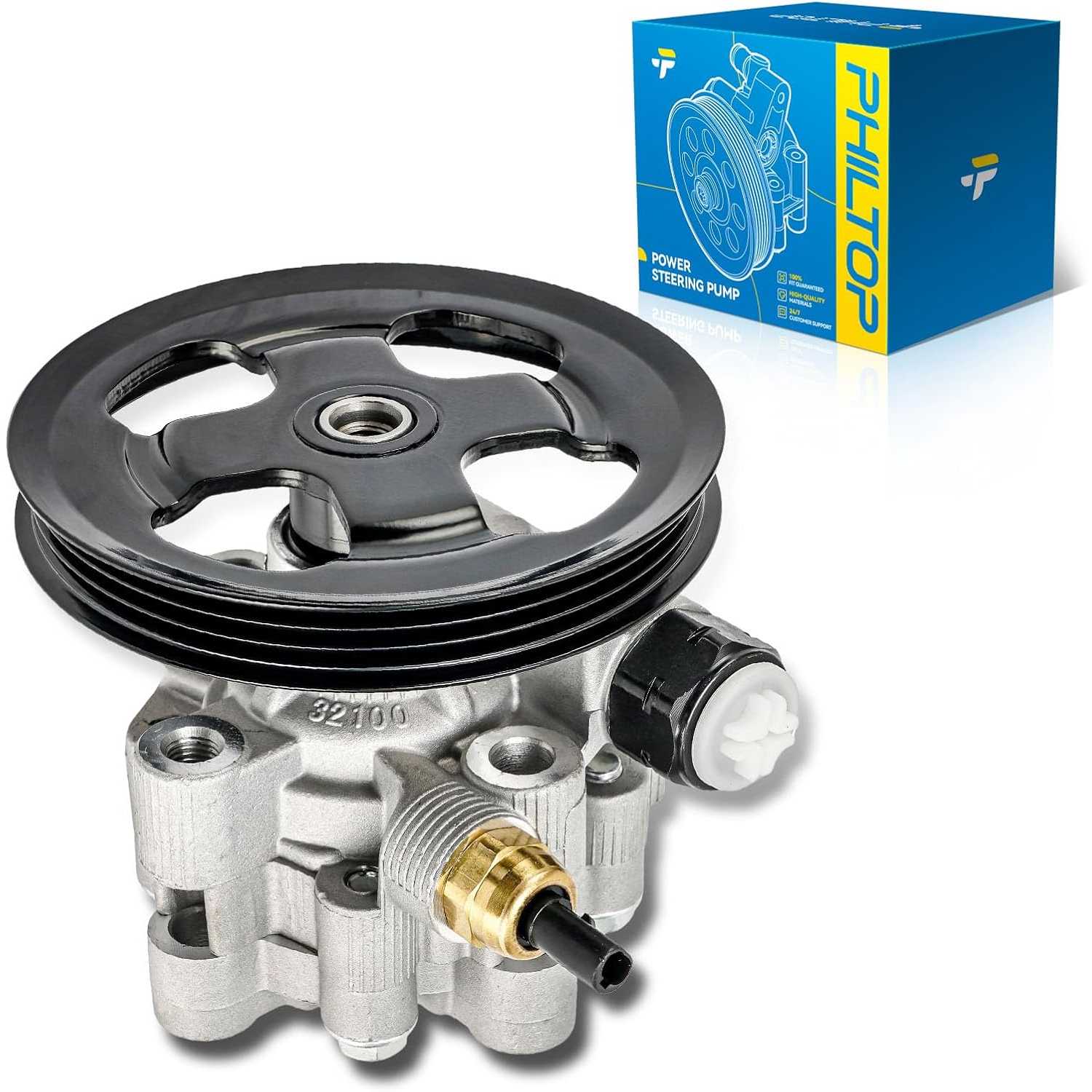 PHILTOP Power Steering Pump Pulley Replacement 214050, Fit for 2010-2011 Camry 2.5L, Repalce# 214050、4431033190、4431006190、44320