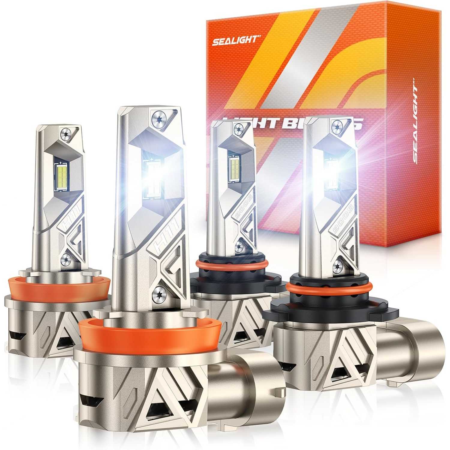 AUXBEAM H11 9005 LED Headlight Kit – High/Low Beam Super White 6500K, 90W 25000lm, Canbus Ready – 2 Bulbs