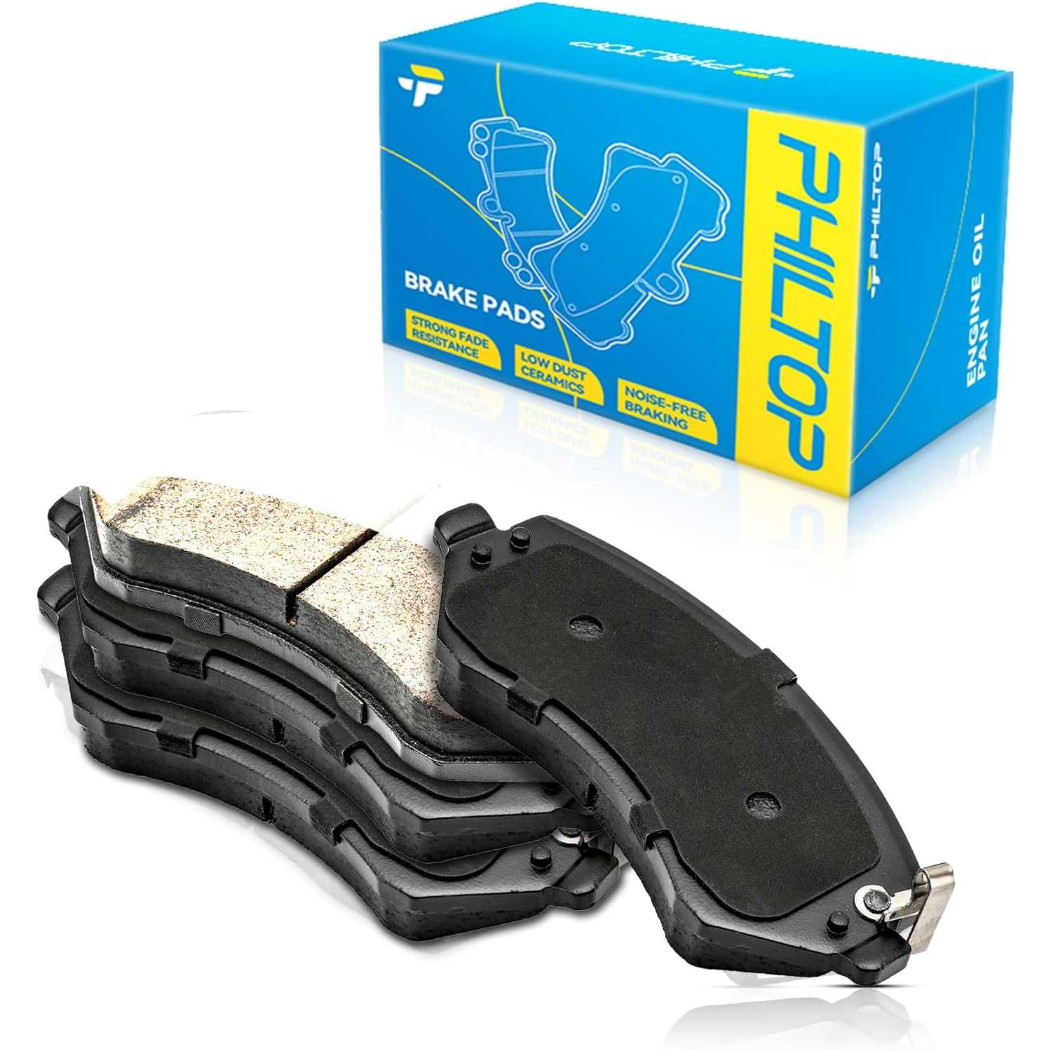 PHILTOP Front Ceramic Disc Brake Pads Set Compatible with Grand Caravan, Town & Country, Caravan, Voyager, 4 Pcs