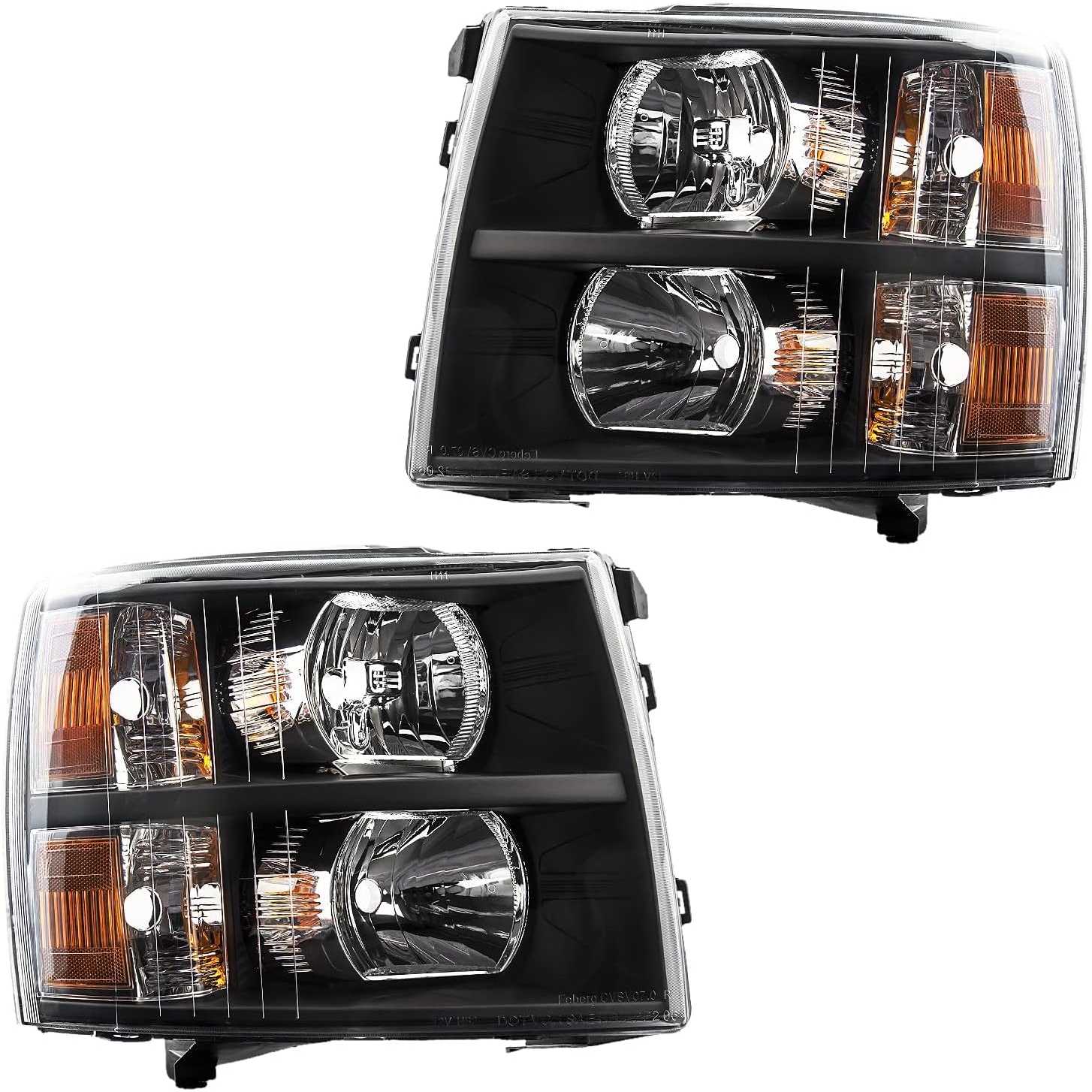 PHILTOP Front Left Right Headlight Assembly Fit For Silverado 1500 2007-2013, Silverado 2500 HD/Silverado 3500 HD 2007-2014 Halo