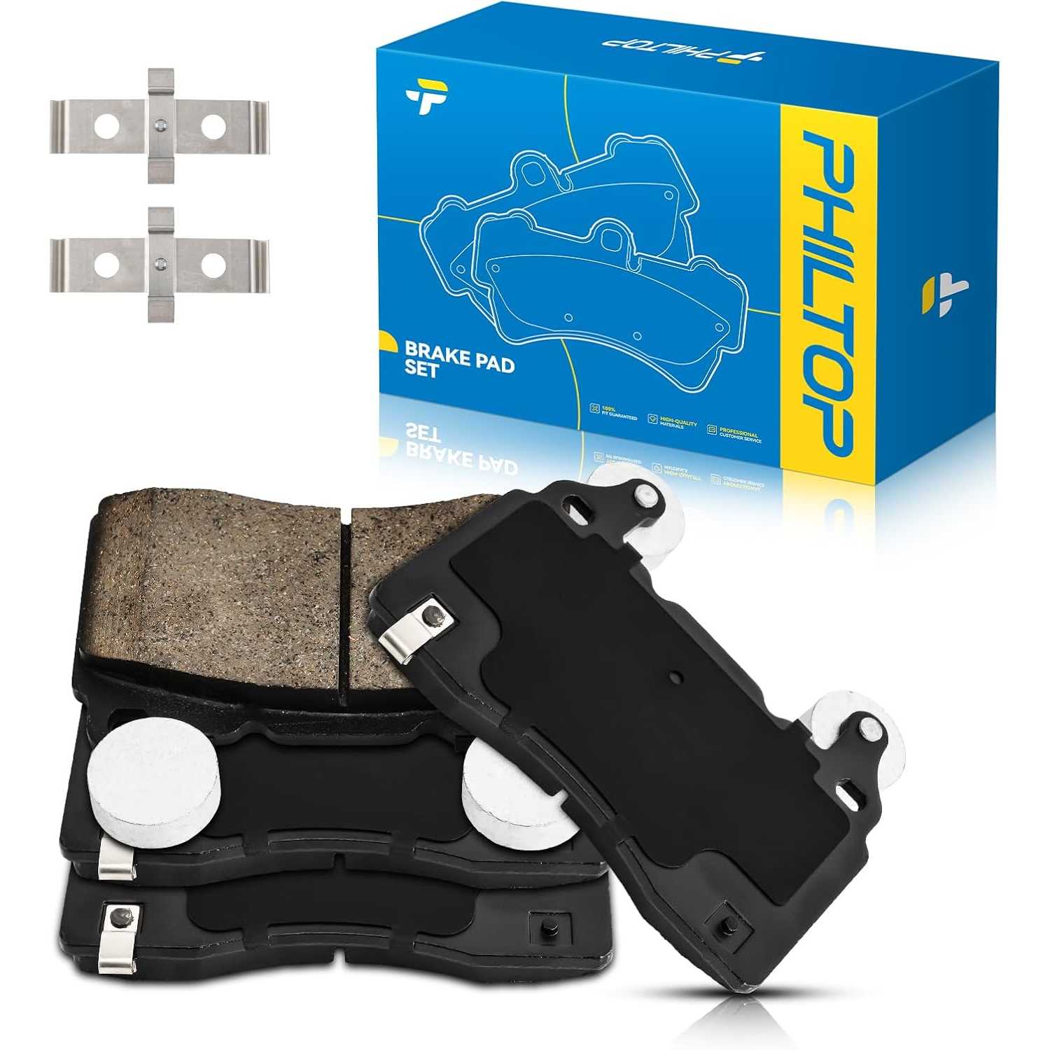 PHILTOP Ceramic Front Brake Pads For Camaro 2010-2015 2021-2022, 4 Pcs replace # D1474