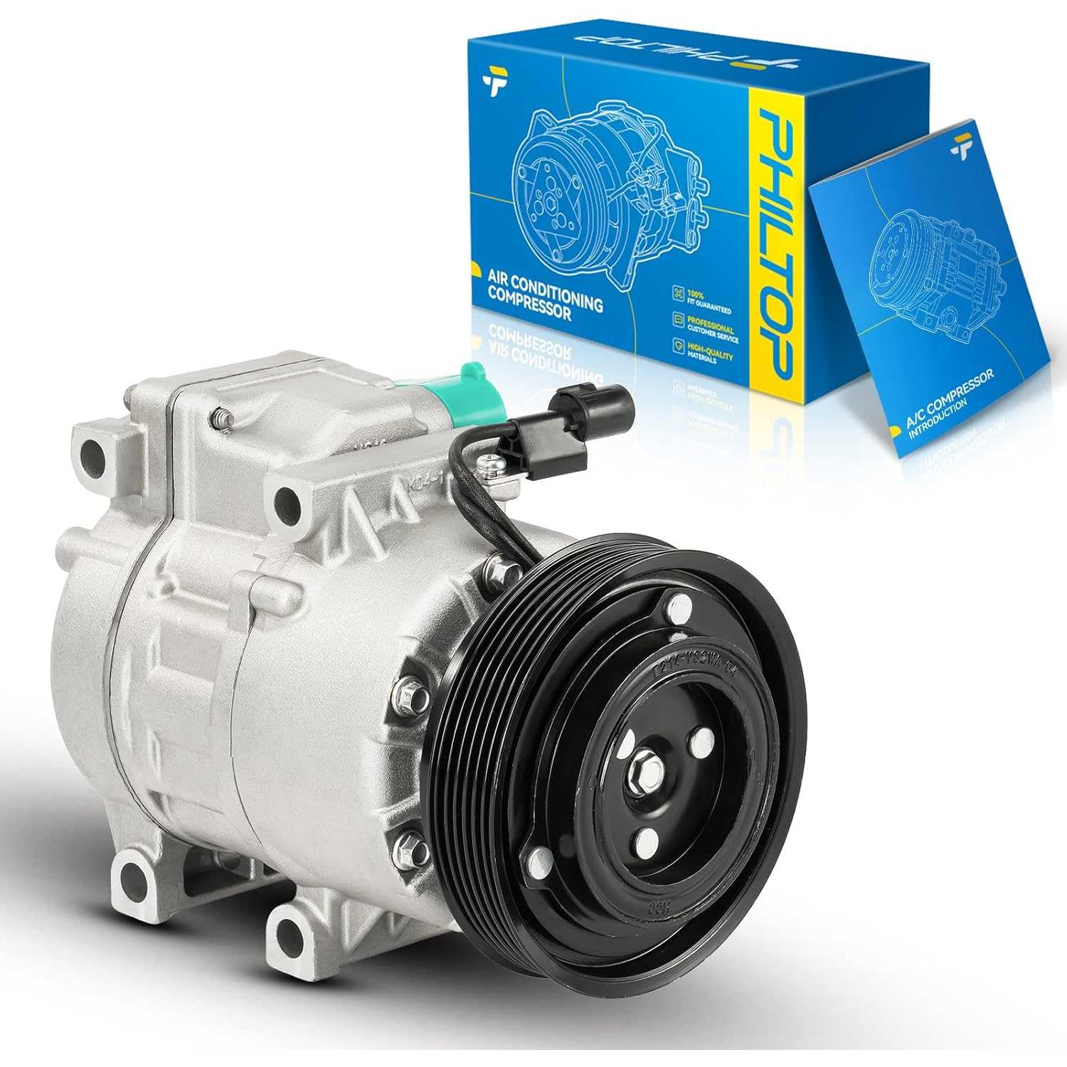 PHILTOP 68348 Air Conditioning Compressor for Santa Fe 2007-2009 2.7L, Sonata 2006-2007 3.3L, Azera 2006-2011, Optima 2006-2008