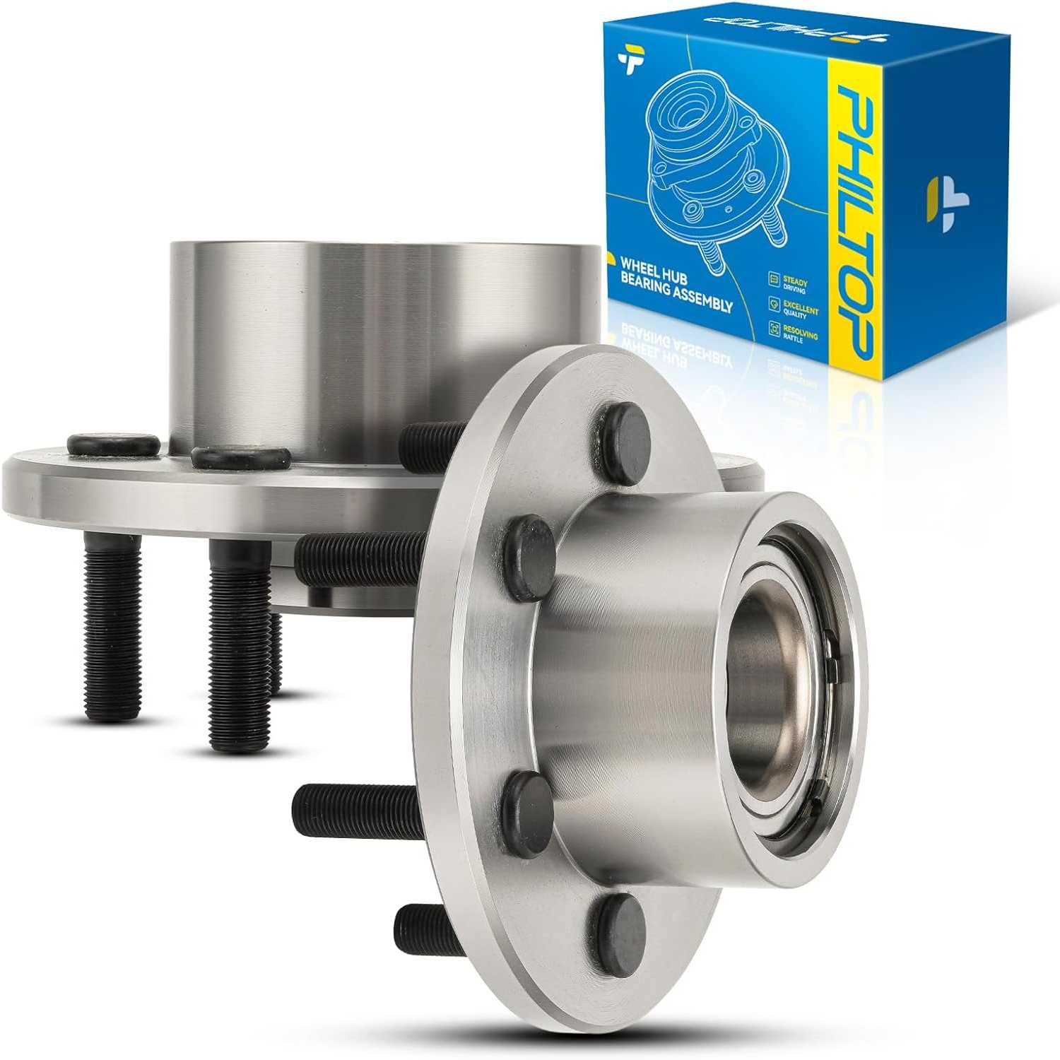 PHILTOP 515032 Pair Front Wheel Bearing and Hub Assembly for 1997-2004 Dodge Dakota, 1999-2003 Dodge Durango 6 Lugs