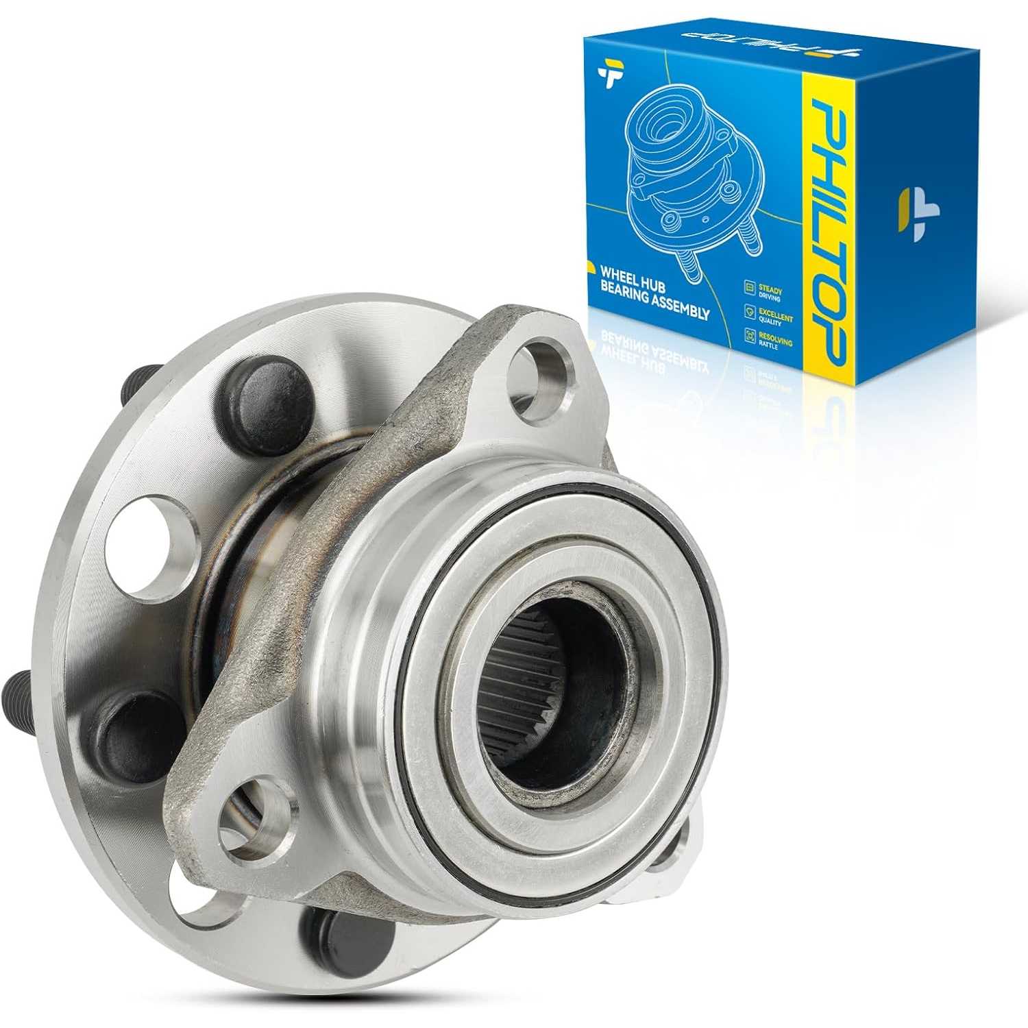 PHILTOP 513017K Front Wheel Bearing Hub Assembly Fit for Chevrolet Cavalier 1984-2005, Pontiac Sunfire 1995-2005, Pontiac Grand