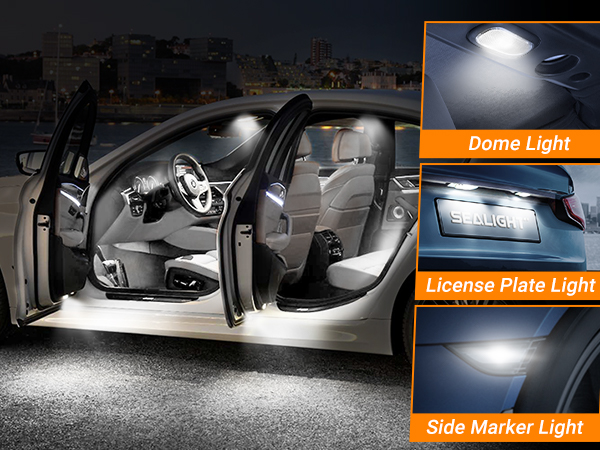 thumbnail interactive-video image 1 of LASFIT Combo LED Bulbs – License Plate Light (White) + Front Side Marker (Amber) – 168 194 T10, CANbus 1 of 2