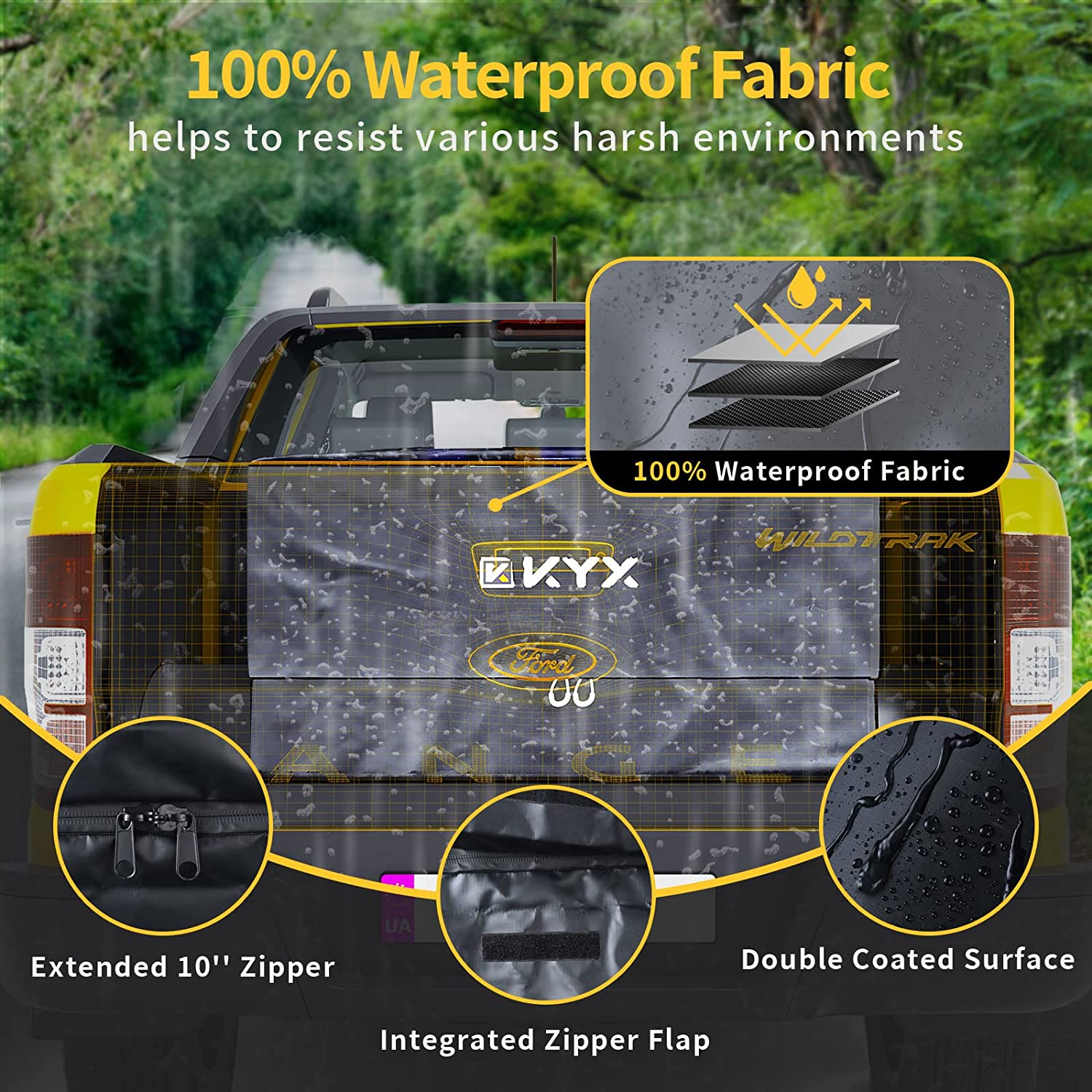 Suncent® 26 Cubic Feet Waterproof Black Rooftop Cargo Carrier Bag 2