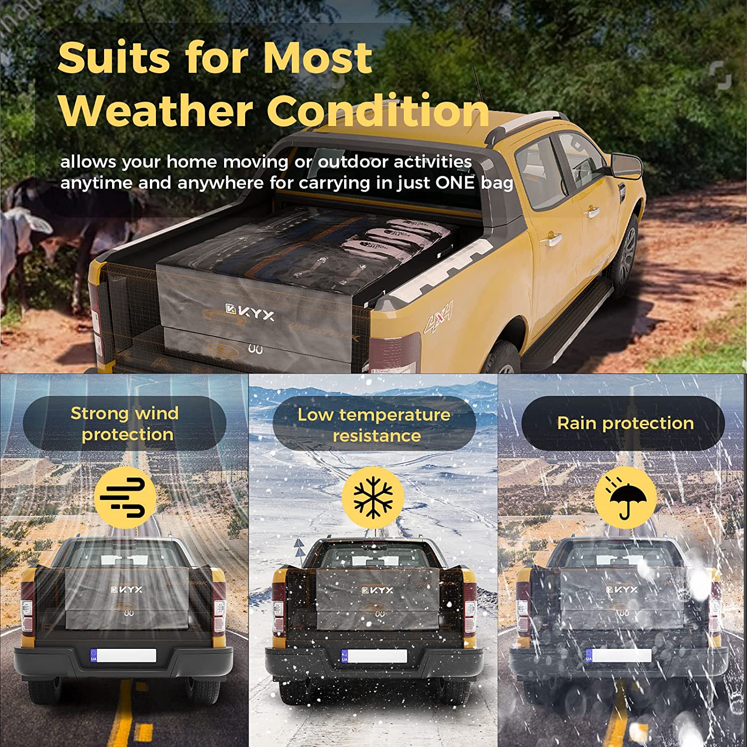 Suncent® 26 Cubic Feet Waterproof Black Rooftop Cargo Carrier Bag 4