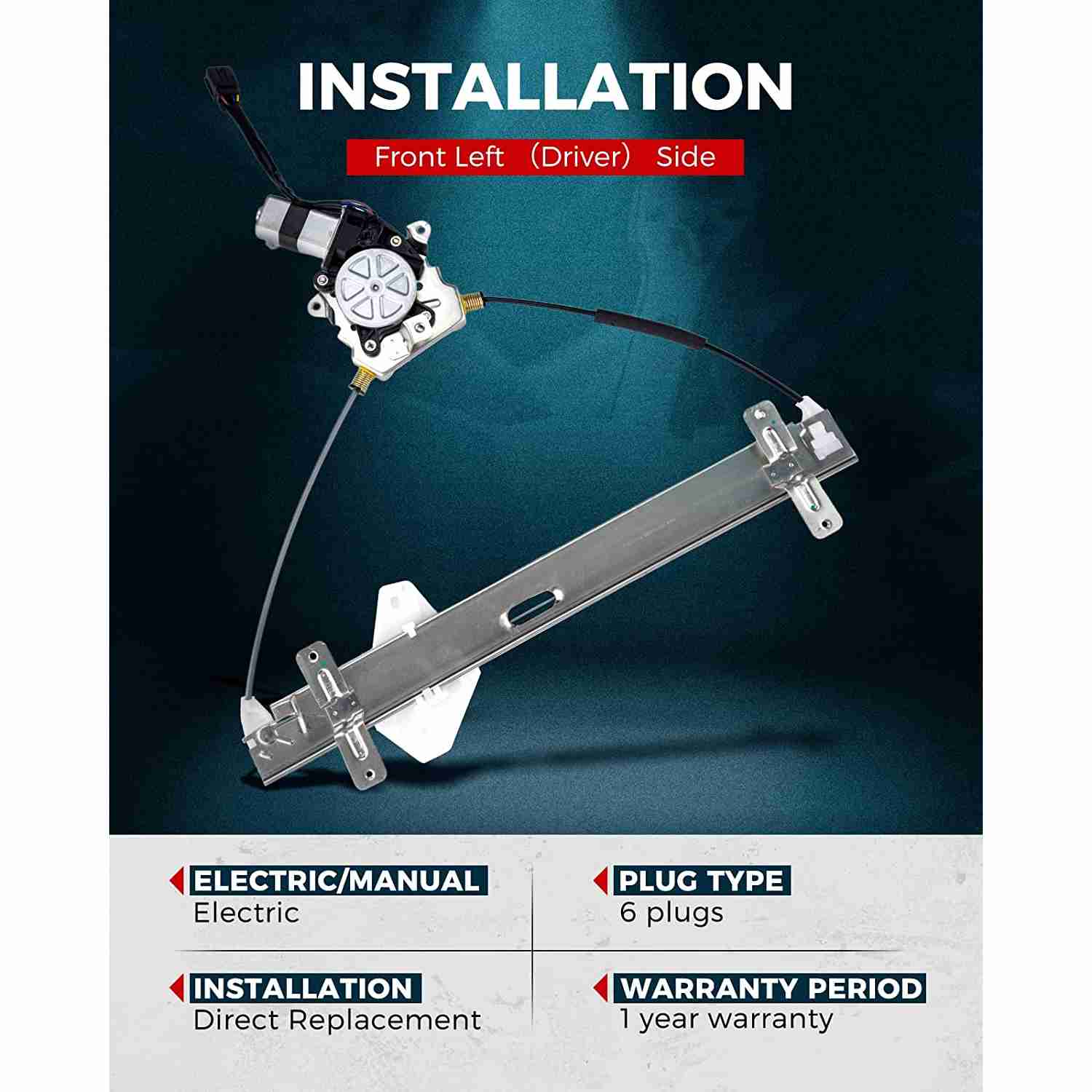 Suncent® 2004-2008 Acura TL Front Left Drive Side Power Window Regulator with Motor 2