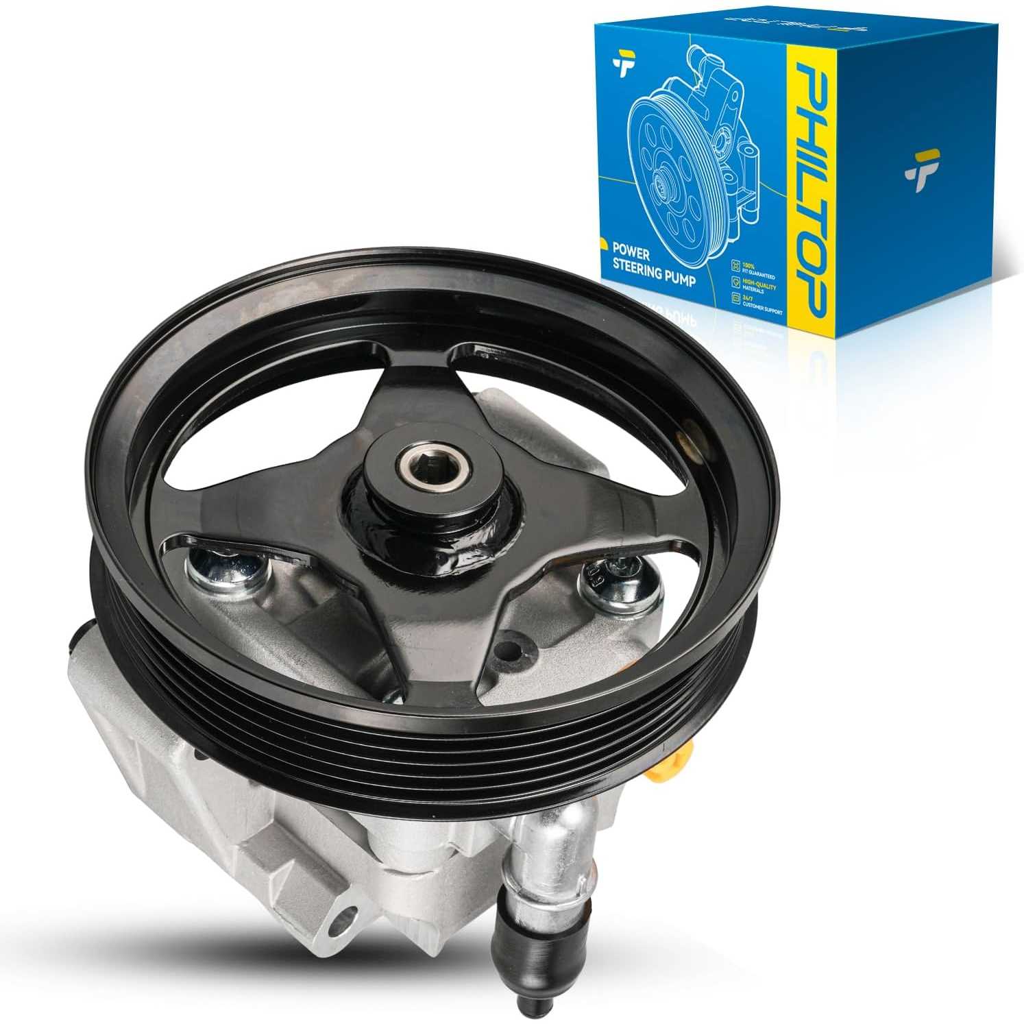 PHILTOP Power Steering Pump 215353, Fit for 2003-2005 Thunderbird, 2003-2005 LS 3.9L, 2006 LS, Power Assist Pump with Pulley