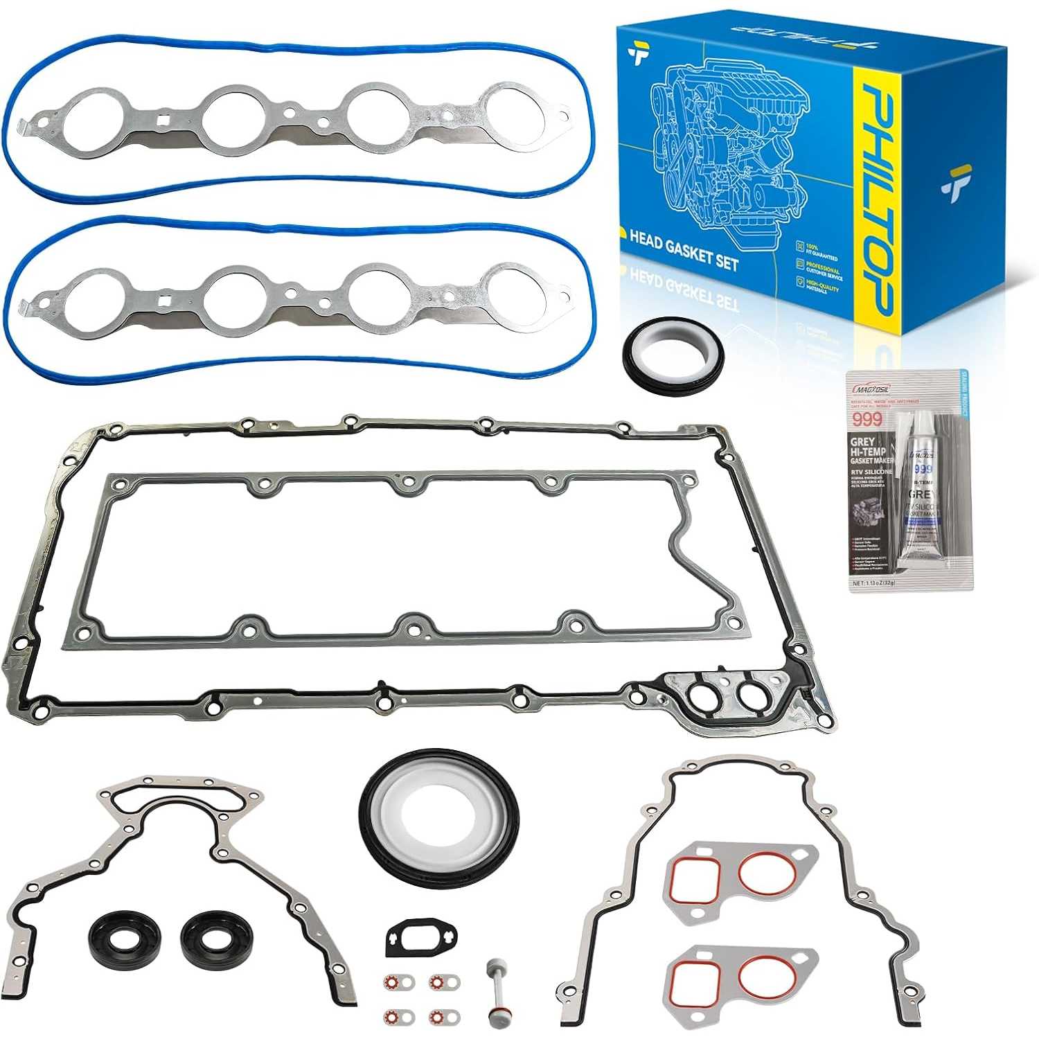 PHILTOP Gen III LS Gasket Set Kit Fit for Chevy Silverado 1500 2500 HD Express 3500 Suburban, GMC Sierra 1500 2500 HD, 4.8L 5.3L