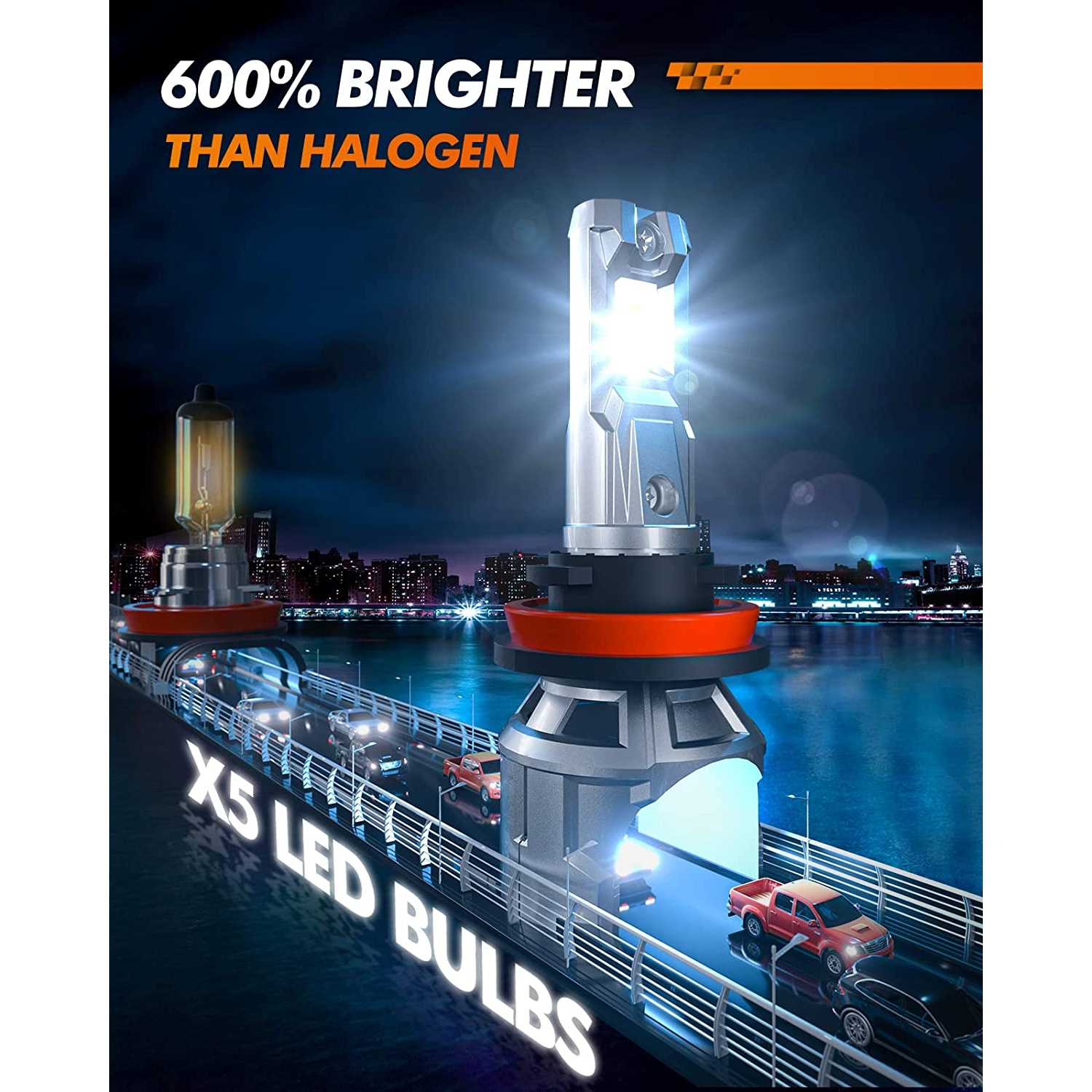 A1 AUTO LED 4S Headlight Kit – H11/H8, 80W 8000LM, 6000K Crystal White, 2 Bulbs