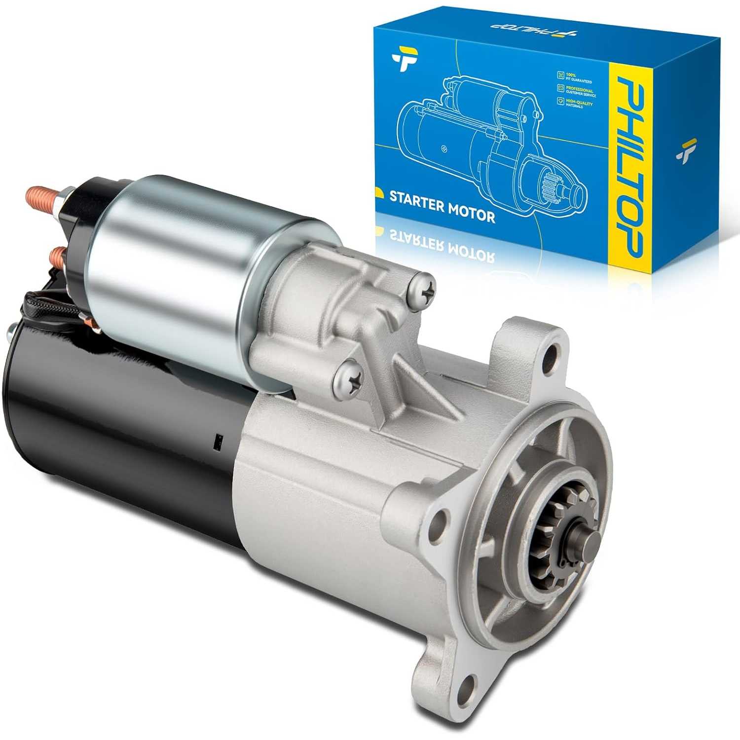 PHILTOP 1.4KW Starter 6646N Compatible with Ford, Lincoln, F-150, Expedition, F-250 Super Duty, Mustang, F-350 Super Duty, Excur