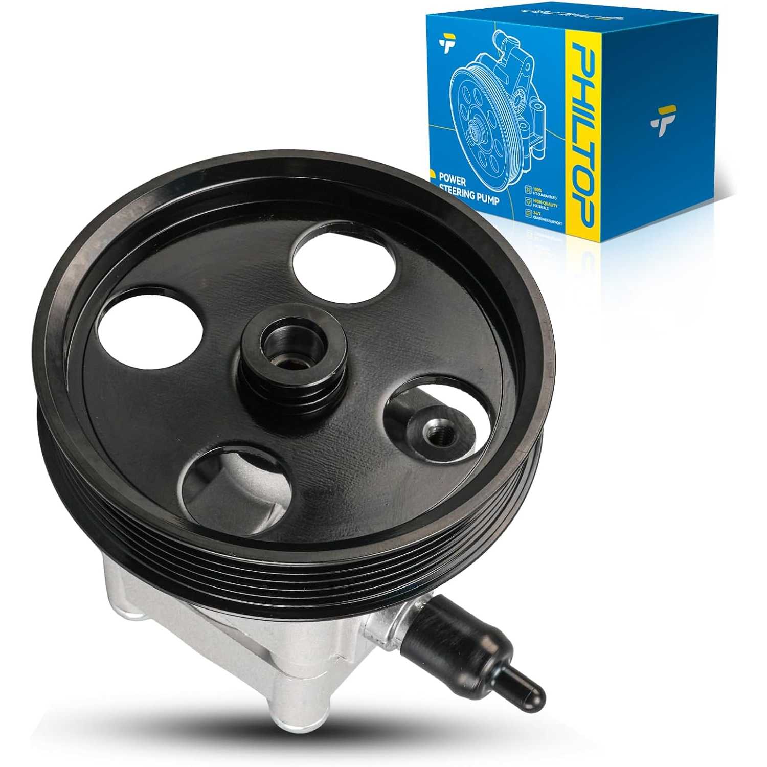 PHILTOP 215188 Power Steering Pump Pulley, Fit for 2005-2009 S60, 2005-2007 XC70/V70, Replace # 8603782、215188、8683377、36002539、
