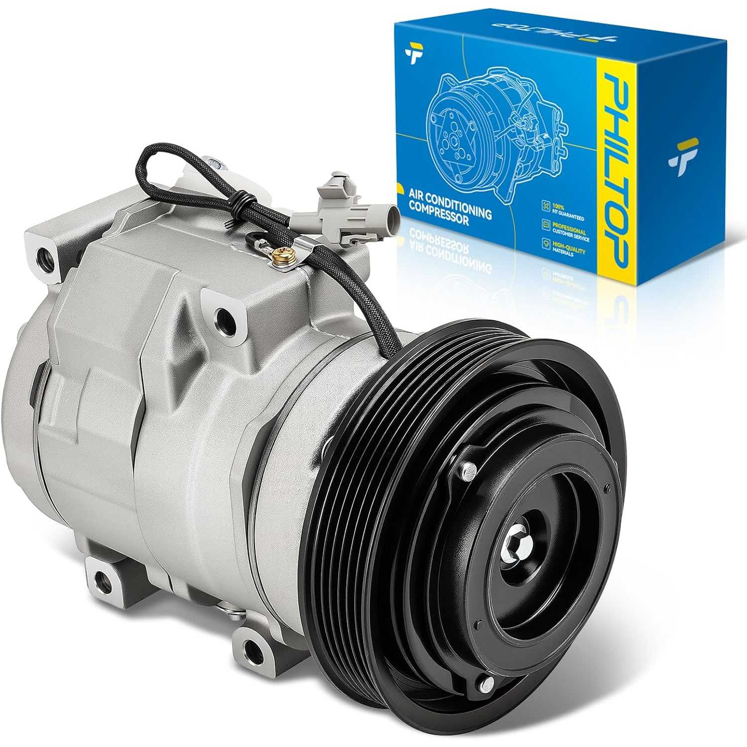 PHILTOP Air Conditioner AC Compressor for 2002-2006 Toyota Camry 3.0L,2004-2006 Camry 3.3L,2001-2003 Highlander 3L,04-07 Highlan
