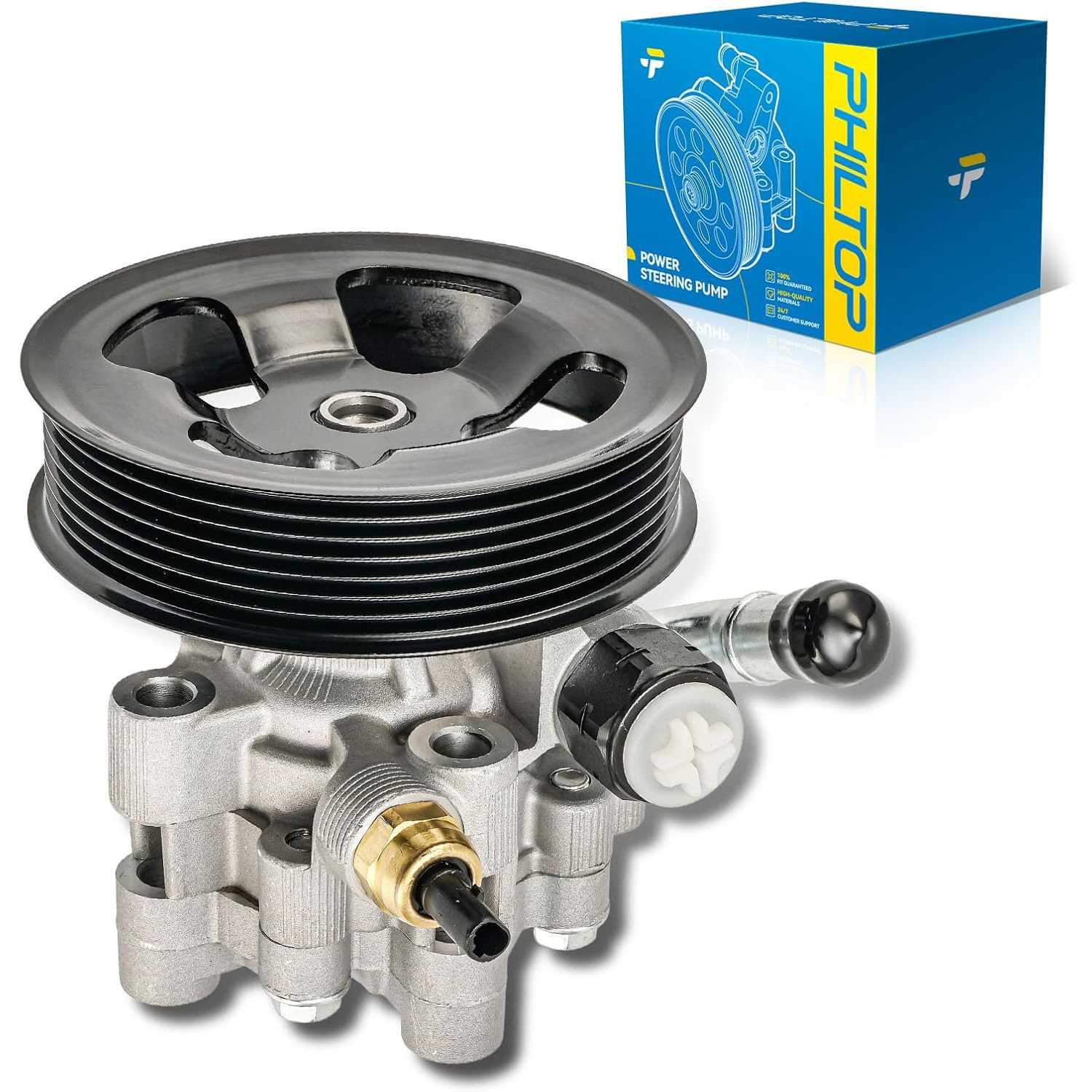 PHILTOP Power Steering Pump Pulley Replacement 215276, Fit for 2001-2003 RAV4 2.0L, 2004-2005 RAV4, Repalce# 4431042070、215276、4