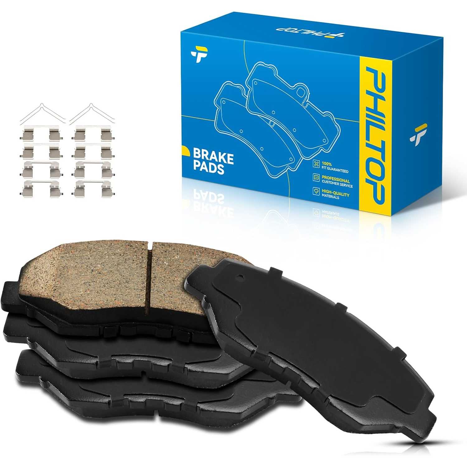 PHILTOP Ceramic Front Brake Pads For Honda Element 2003-2011, 4 Pcs replace # D914
