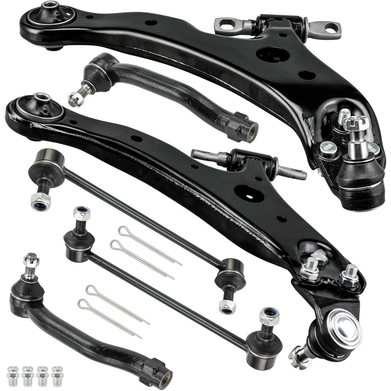 PHILTOP 6Pcs Suspension Kit Front Lower Control Arm w/Ball Joint Sway Bar End Link Tie Rod End Fit for 2012-2017 Camry 2013-2018