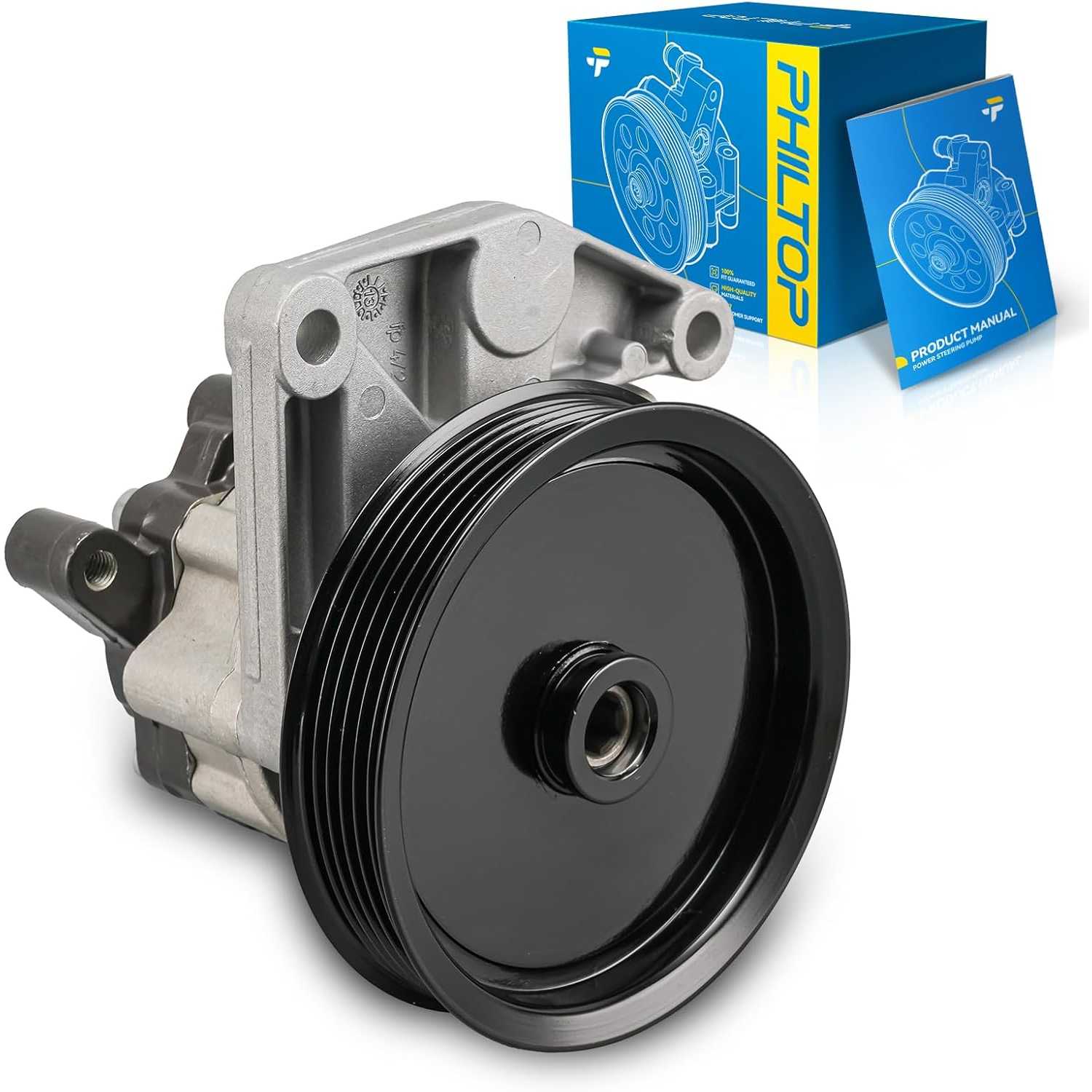 PHILTOP Power Steering Pump with Pulley, Compatible with 2006-2006 E350, Replace # 33369, LFF1131, 0044663601, LFF1131, 33369, 2