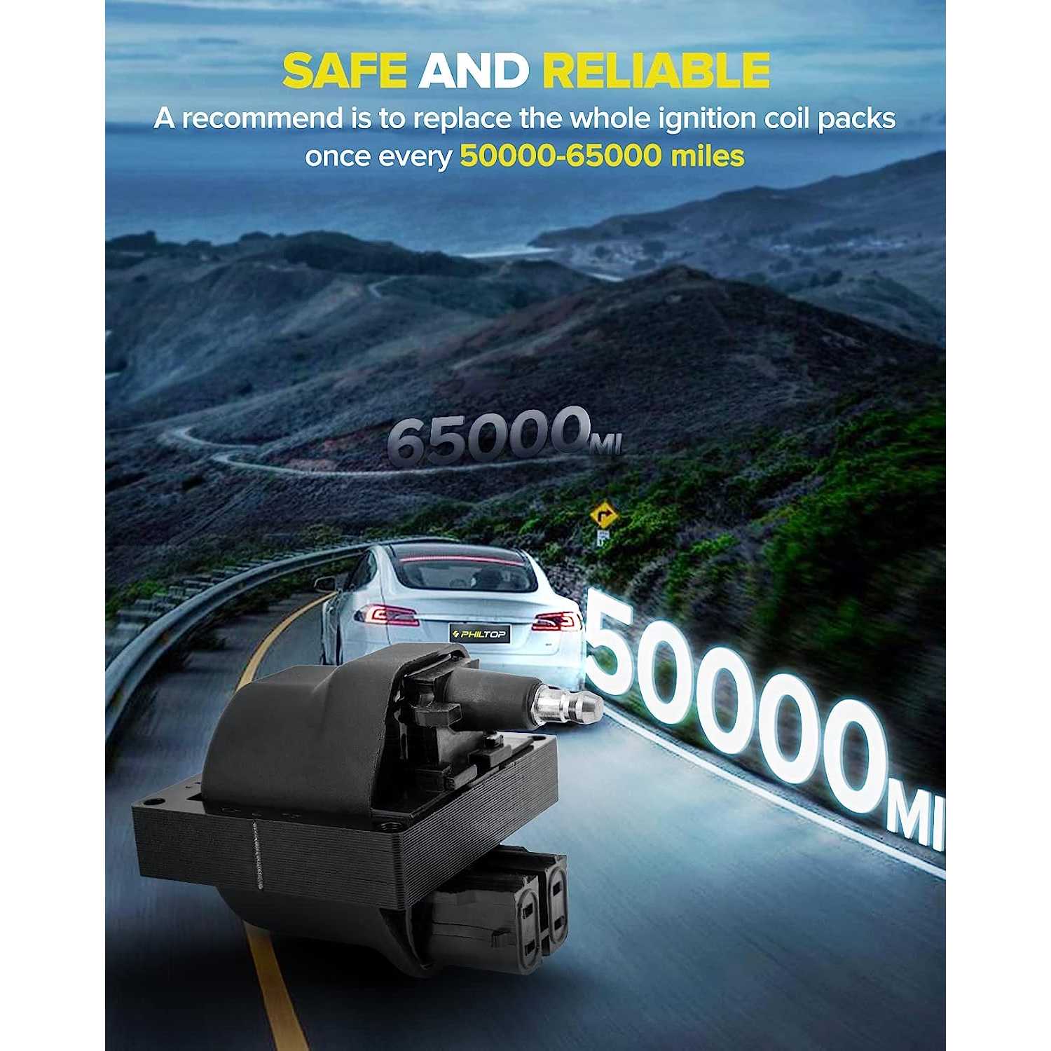 PHILTOP® C1500 K1500 Ignition Coil GN10048 D503A for C1500 K1500 S10 K2500 Caprice Camaro C2500 G20 C3500 Corvette S10 Blazer Fi 4