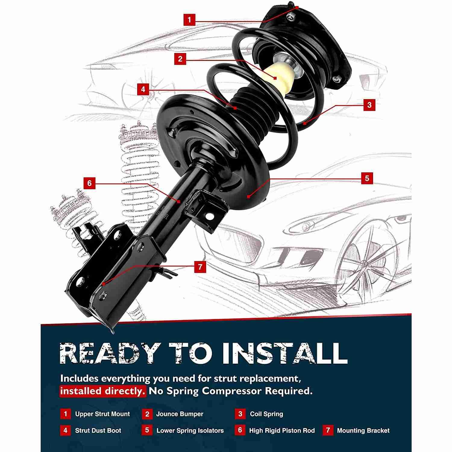 Suncent® 2007-2013 Nissan Altima Front Rear Coil Spring Struts Shocks Assembly 1