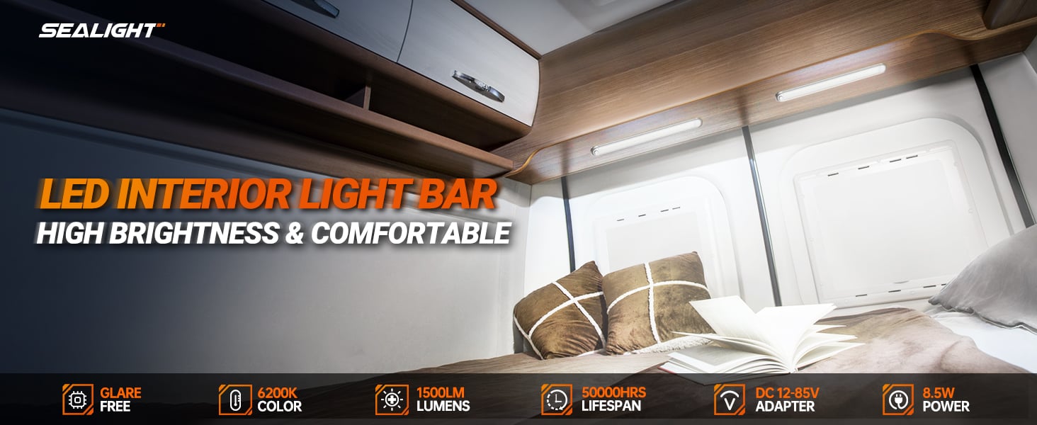 SEALIGHT DC 12V LED Interior Light Bar, 1500LM 8W LED Lights Strip