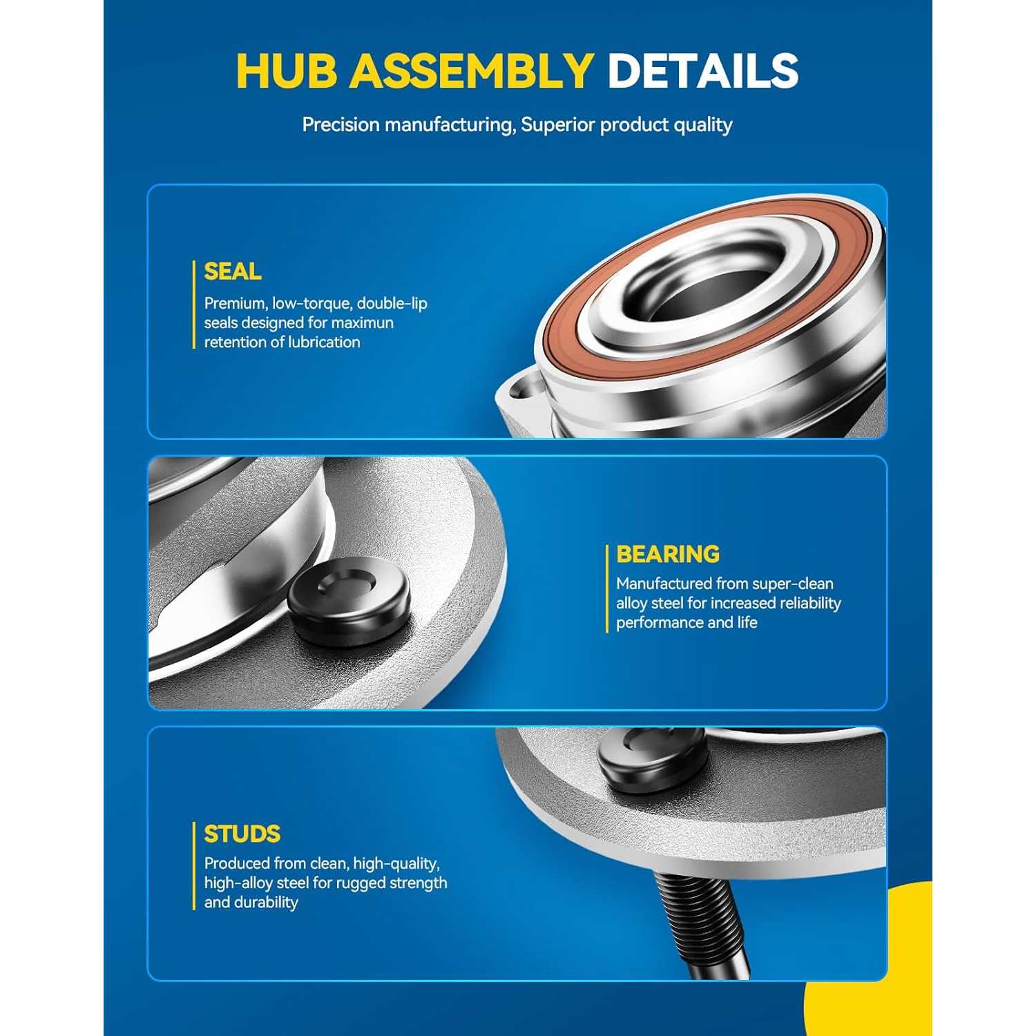 PHILTOP 512568 FWD Rear Wheel Bearing Hub Assembly Fit for Jeep