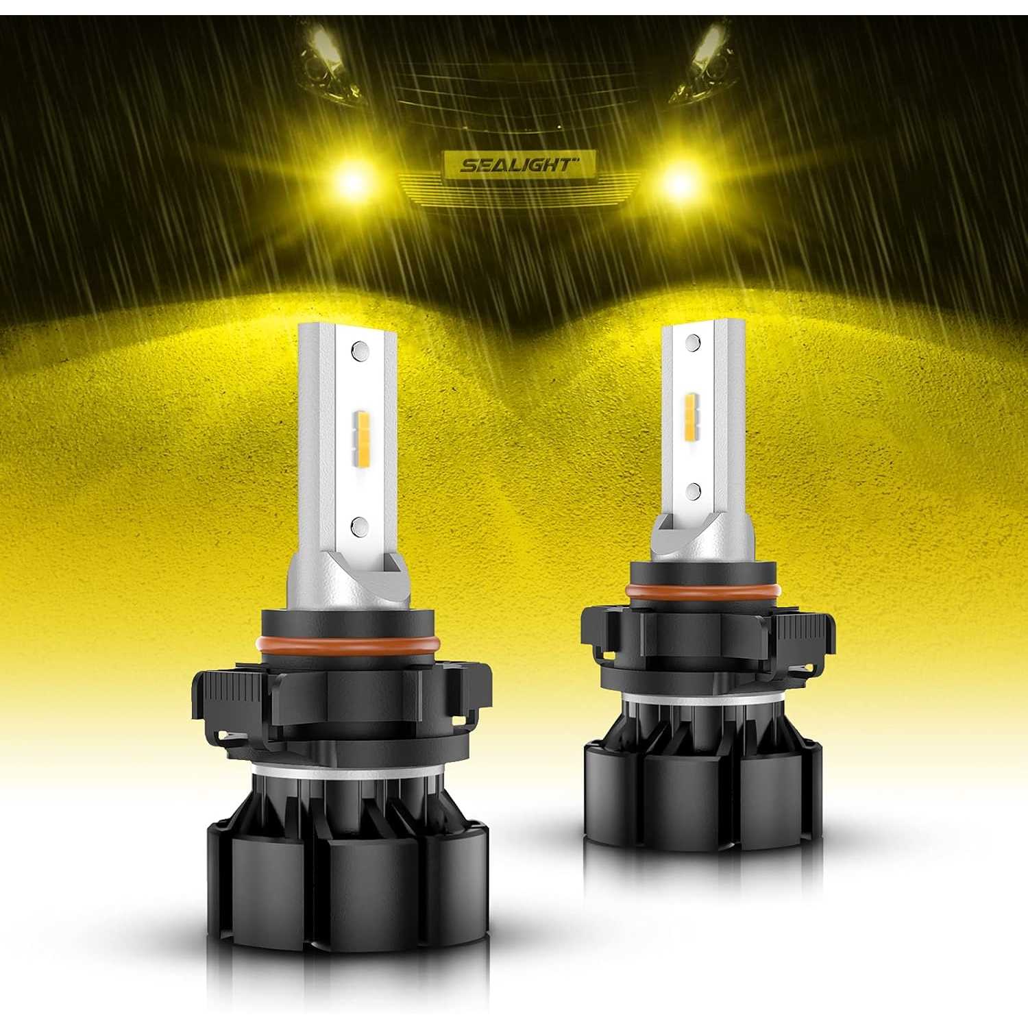 SEALIGHT® XF1 2504/PSX24W LED Fog Light Bulbs 3000K Yellow 20W 6000LM IP67 2PCS