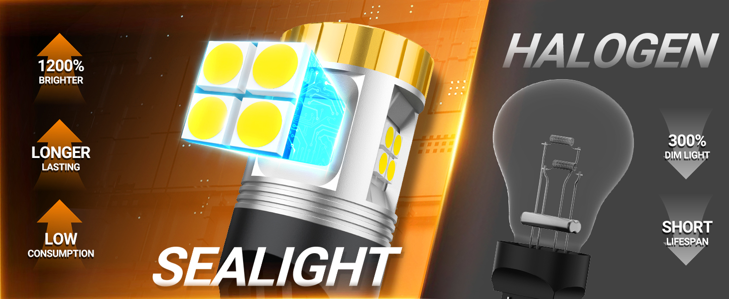 Sealight 7443 7440 7441 7444 T20 W21W LED Light Bulb White Reverse Backup Tail Blinker Light