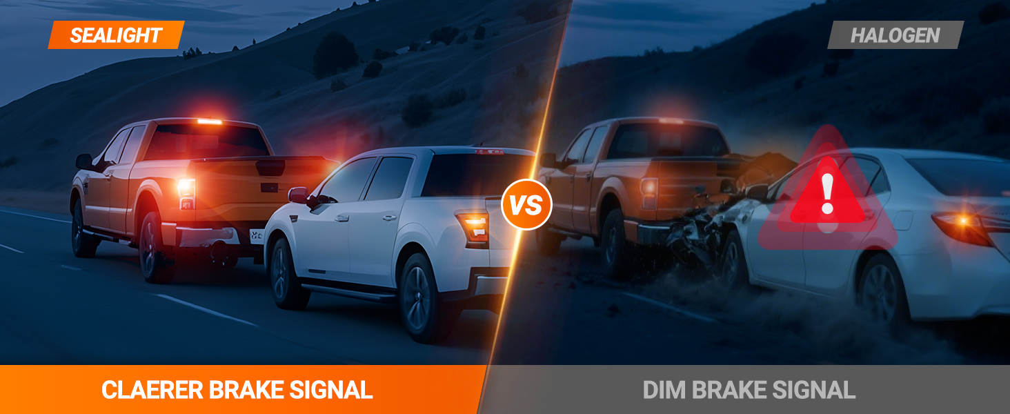 SEALIGHT 7440 7443 LED Bulbs Red for Brake Stop Lights Taillight