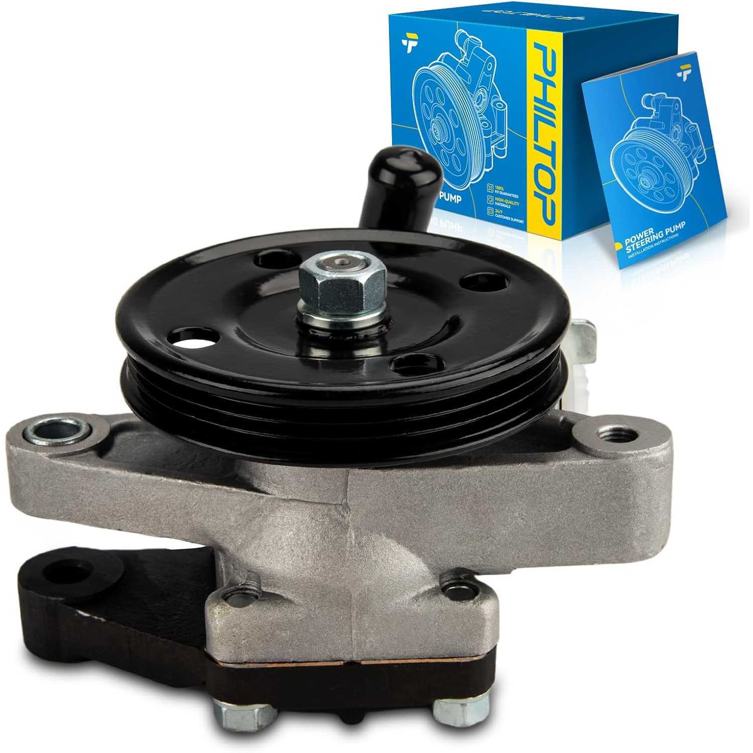 PHILTOP 215260 Power Steering Pump with Pulley, Fit for 2001-2005 Elantra Hatchback/Sedan GLS/GT, 2003-2008 Tiburon 2.0L, Replac