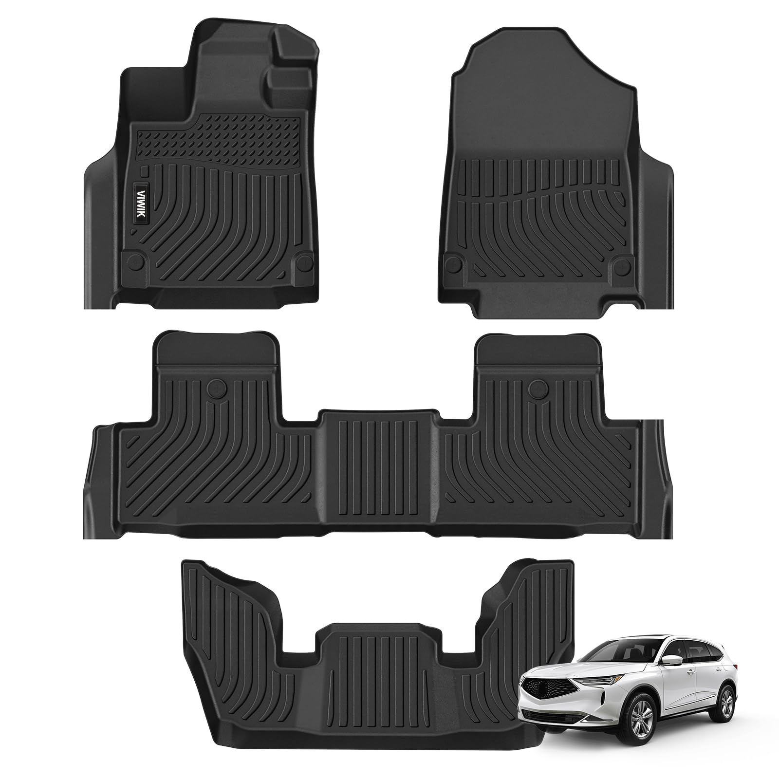 2022-2024 Acura MDX 7 seat SUV All Weather Custom Truck Floor Mats Best TPE Vehicle Floor Liners Automotive ViWiK® 0