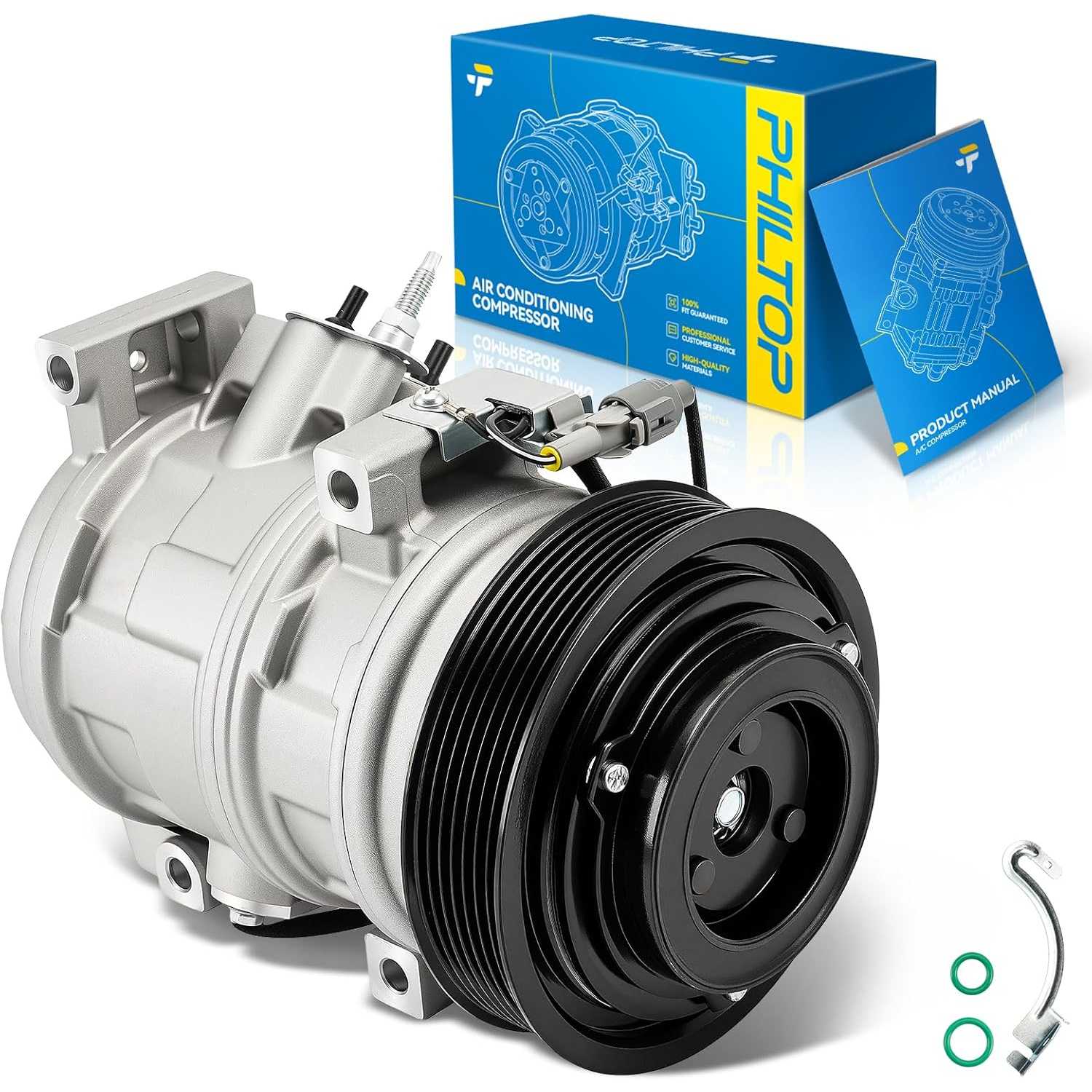 PHILTOP 4711371 Air Conditioner AC Compressor with Clutch for Toyota Camry 2002-2006 2.4L,Highlander 2001-2007 2.4L,Solara 2002-