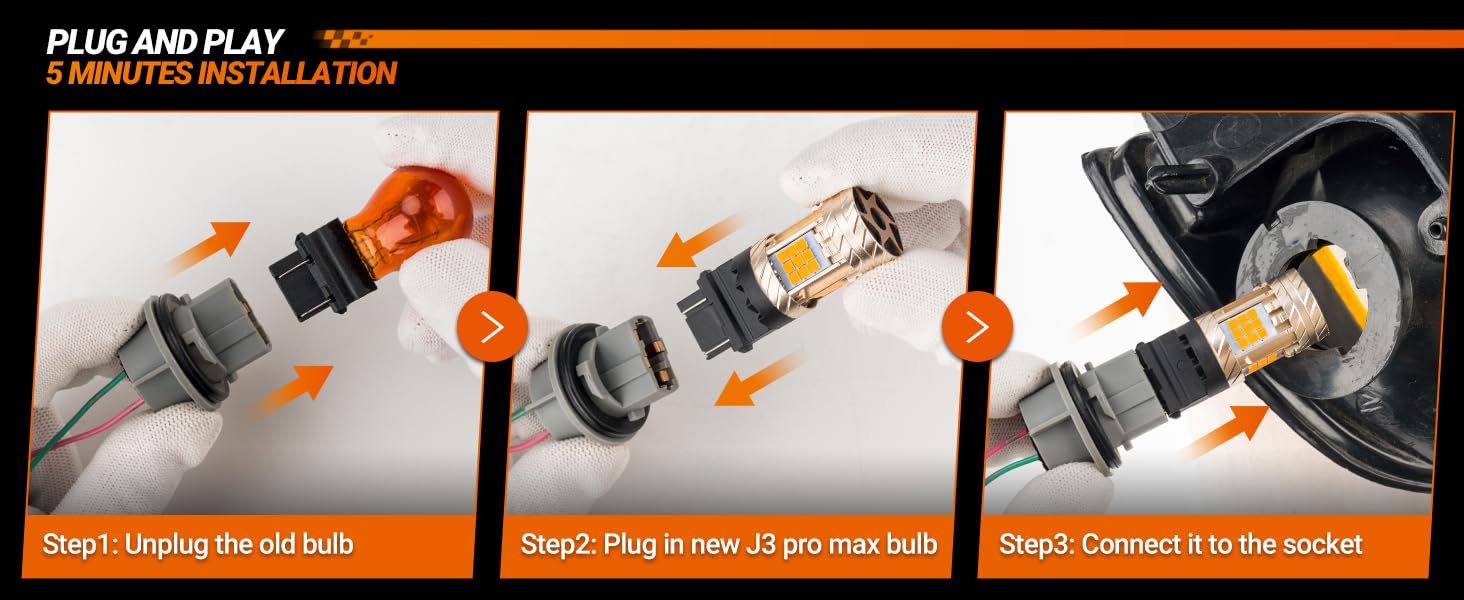 sealight 3157 3156 led bulb amber yellow