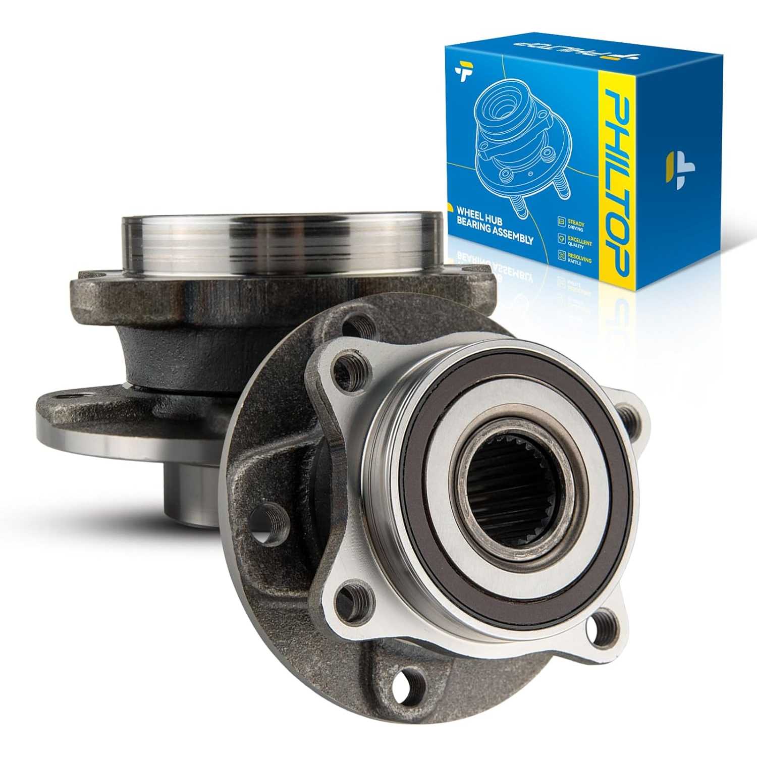 PHILTOP 513348 Front Wheel Hub and Bearing Assembly 5 Lugs for Chrysler 200 2015-2017,Dodge Dart 2013-2016 2 PCS