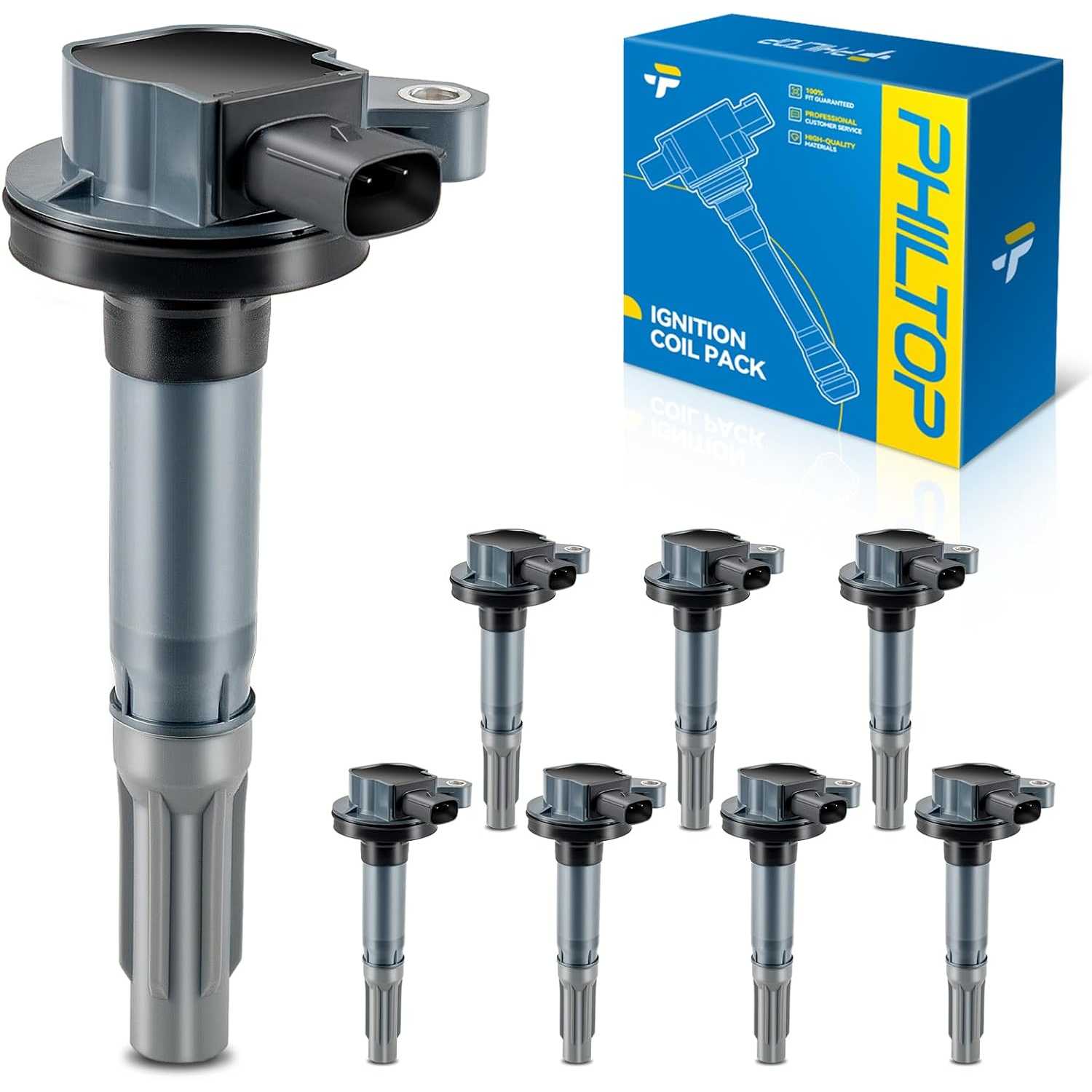 PHILTOP UF622 Ignition Coil Pack, Fits for Ford 2011-2016 F-150 5.0L, Ford 2011-2015 Mustang 5.0L
