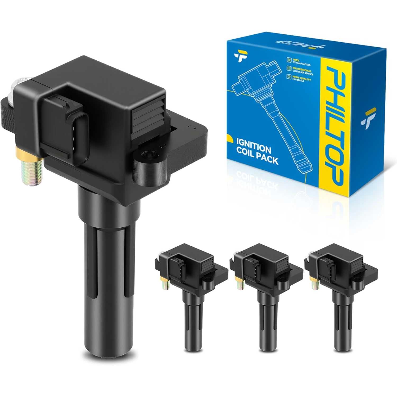 PHILTOP UF665 Ignition Coil 4 Packs Fit for 2015-2020 WRX STI, 2011-2014 Impreza 2.5T, 2013 Forester 2.5L, 2011-2013 Forester 2.