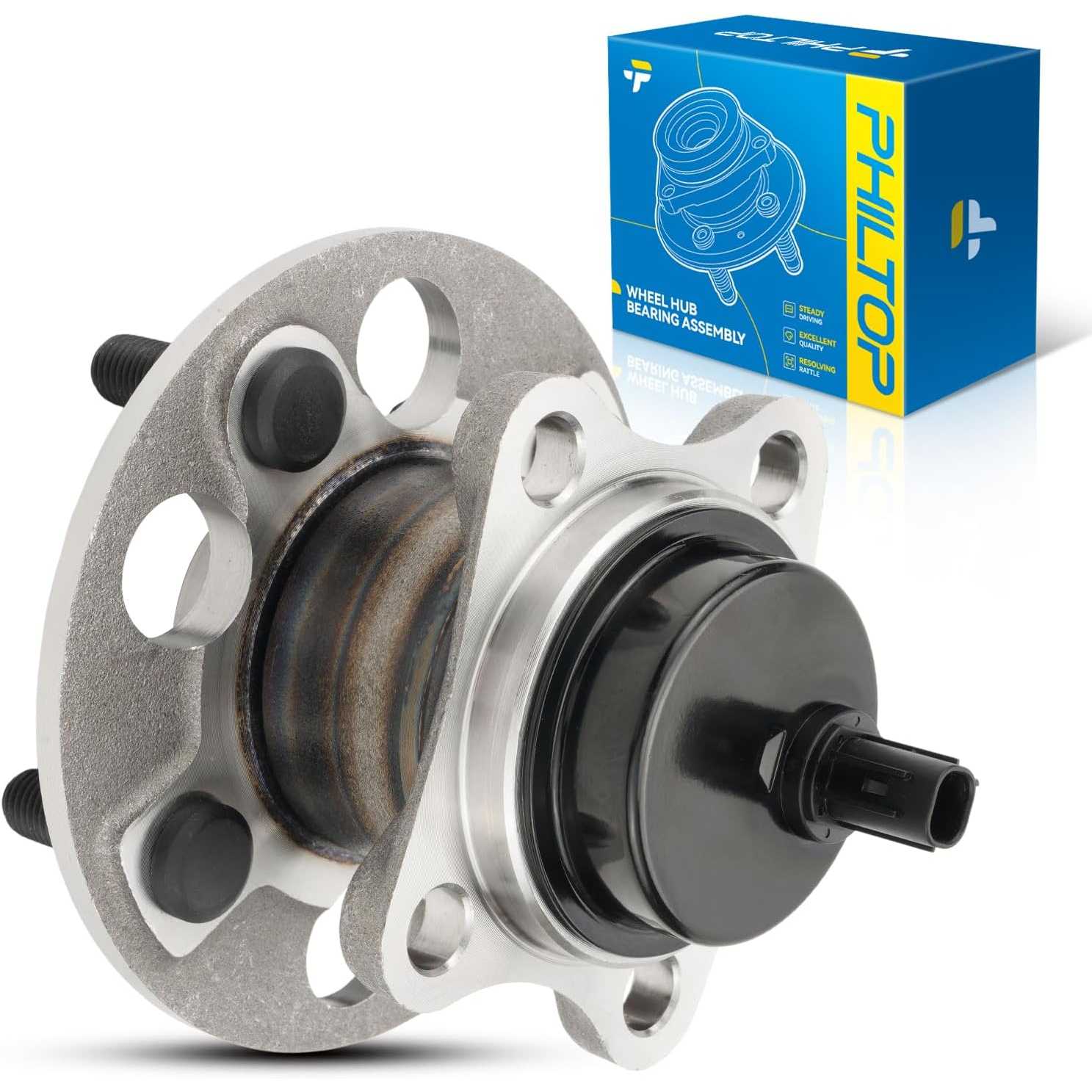 PHILTOP Rear 512370 Wheel Hub Bearing for Toyota Yaris 2007-2014, Toyota Prius C 2012-2019, Scion iQ 2013, 4-Wheel ABS, 4 Lugs,