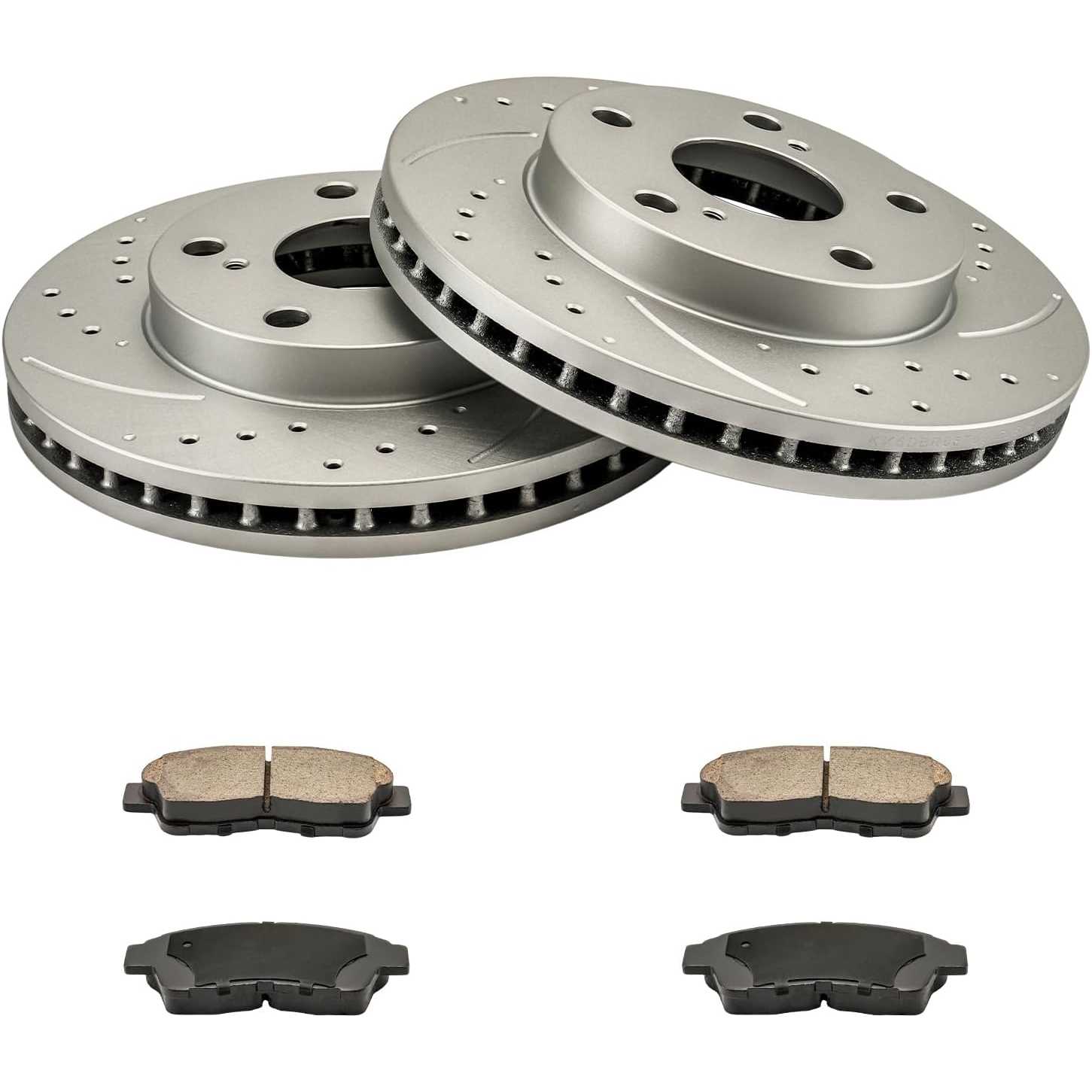 2006-2018 Toyota RAV4/2009-2013 Matrix(More Available) Front Drilled and Slotted Ceramic Brake Pad & Rotor Kit 0