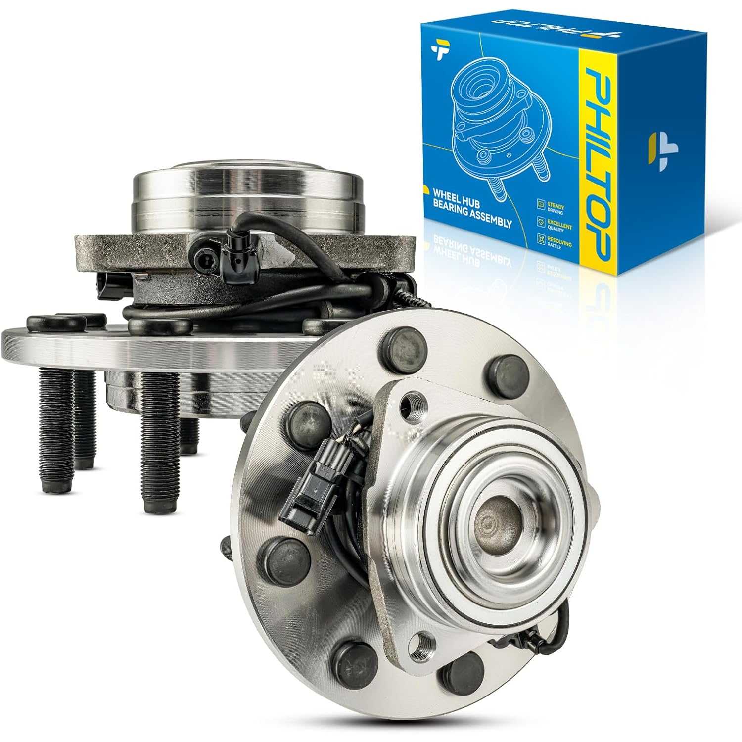 PHILTOP 515089 Front Wheel Bearing Hub Assembly Fit for Dodge Ram 2500 2003-2005, Dodge Ram 3500 2003-2005 W/ABS 2 PCS 8 Lugs