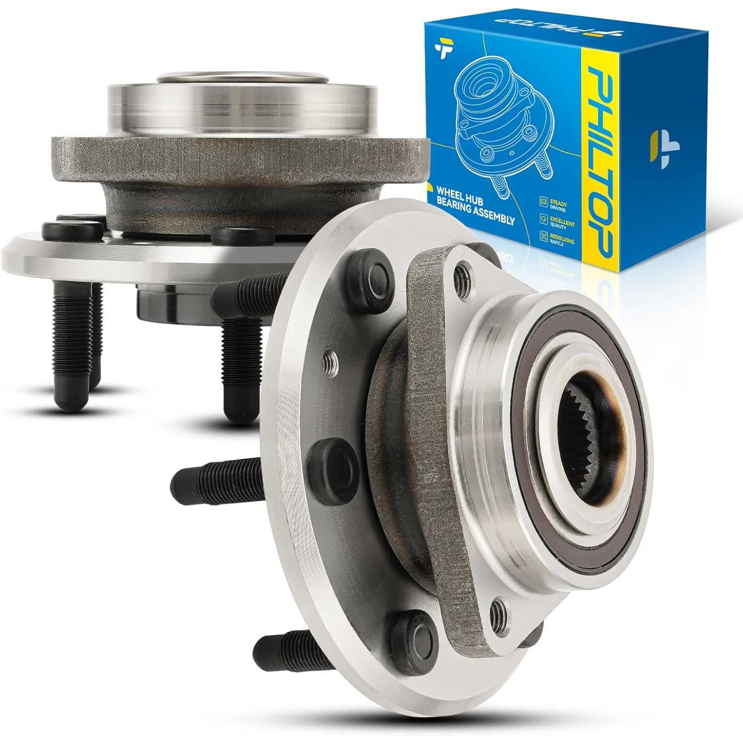 PHILTOP 513277 Pair Wheel Bearing and Hub Assembly for 2009-2017 Chevrolet Traverse, 2007-2016 GMC Acadia, 2008-2017 Buick Encla